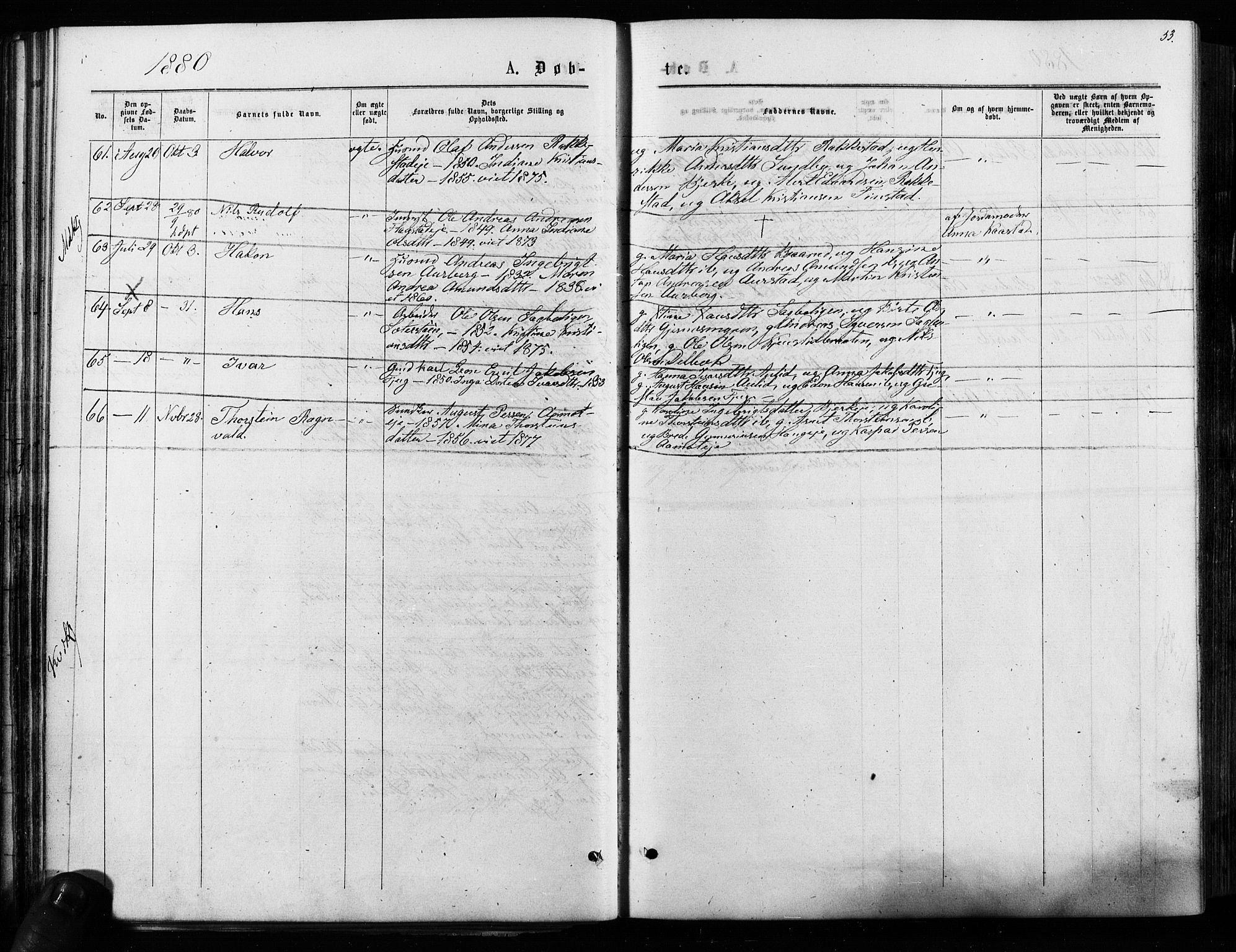 Nes prestekontor Kirkebøker, AV/SAO-A-10410/F/Fa/L0009: Parish register (official) no. I 9, 1875-1882, p. 53