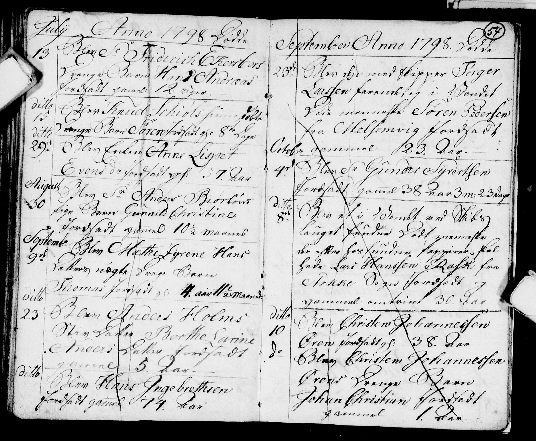 Strømsø kirkebøker, AV/SAKO-A-246/F/Fb/L0003: Parish register (official) no. II 3, 1793-1799, p. 57