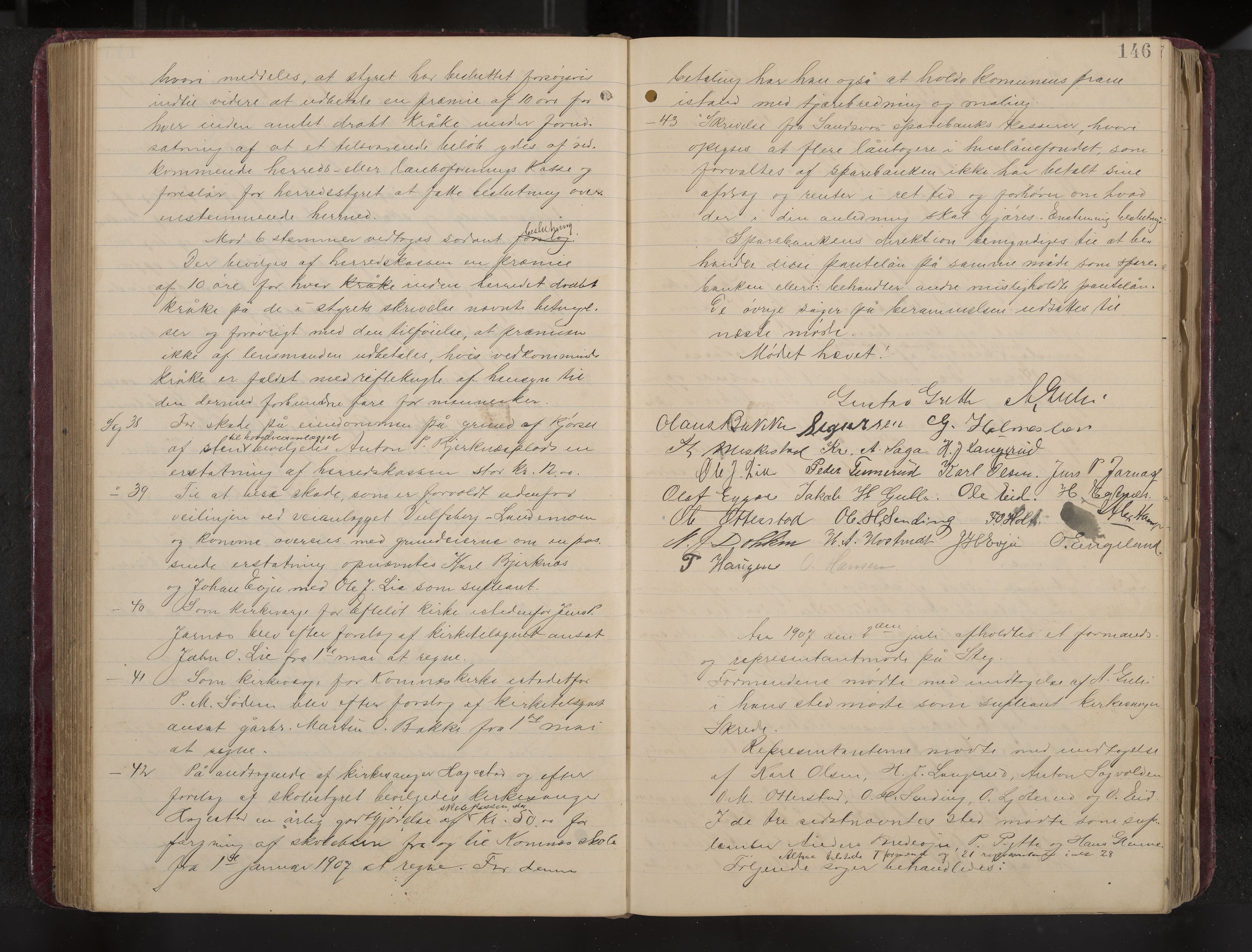 Ytre Sandsvær formannskap og sentraladministrasjon, IKAK/0629021/A/Aa/L0001: Møtebok med register, 1902-1919, p. 146