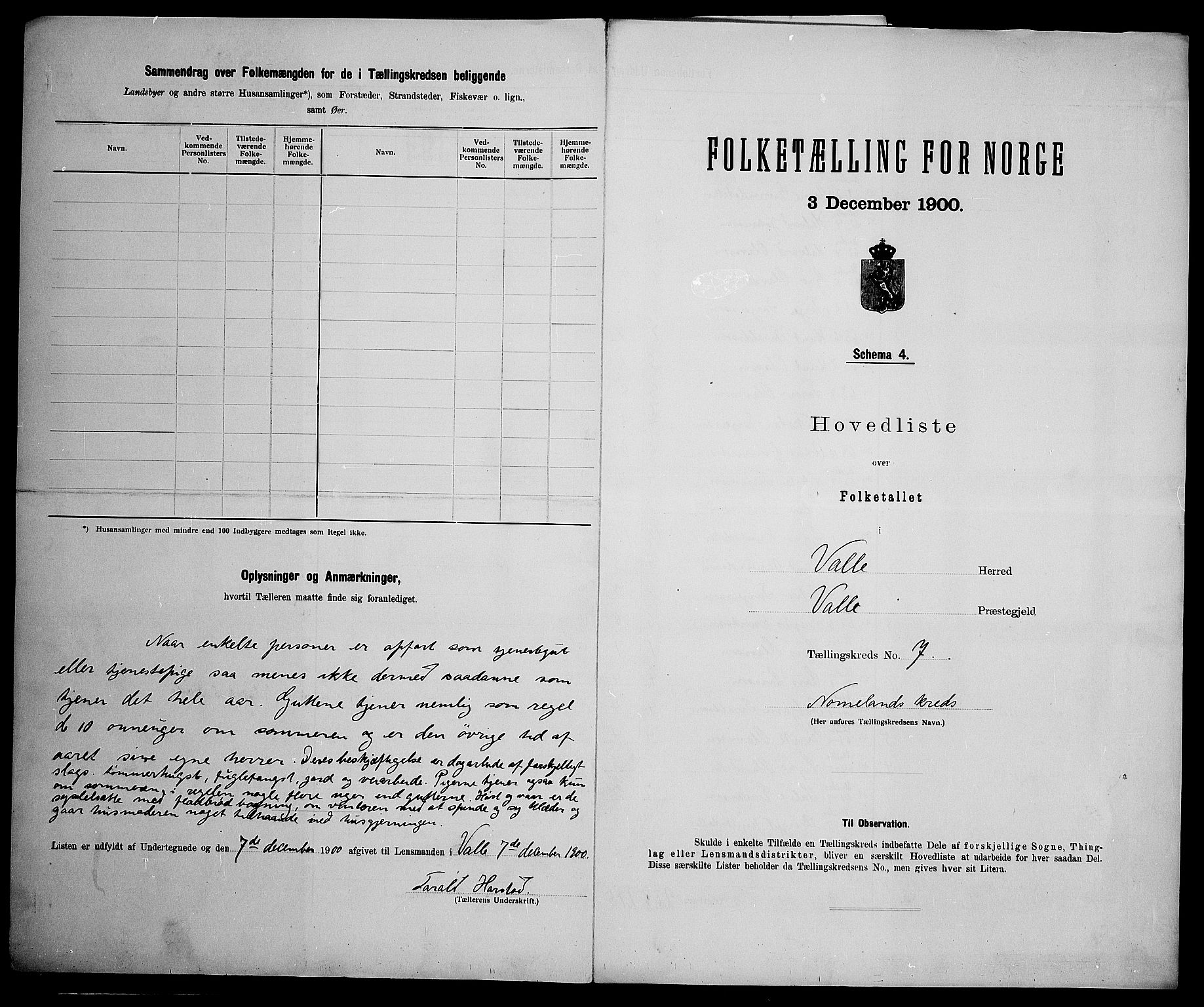 SAK, 1900 census for Valle, 1900, p. 26