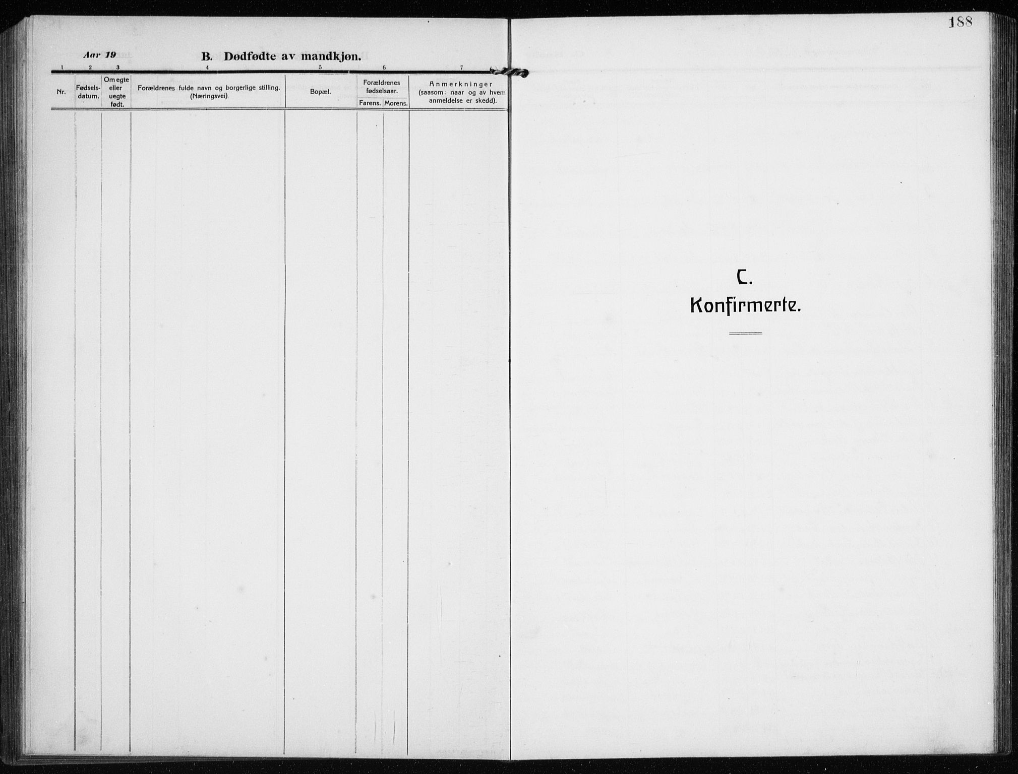 Time sokneprestkontor, SAST/A-101795/001/30BB/L0001: Parish register (copy) no. B 1, 1910-1932, p. 188