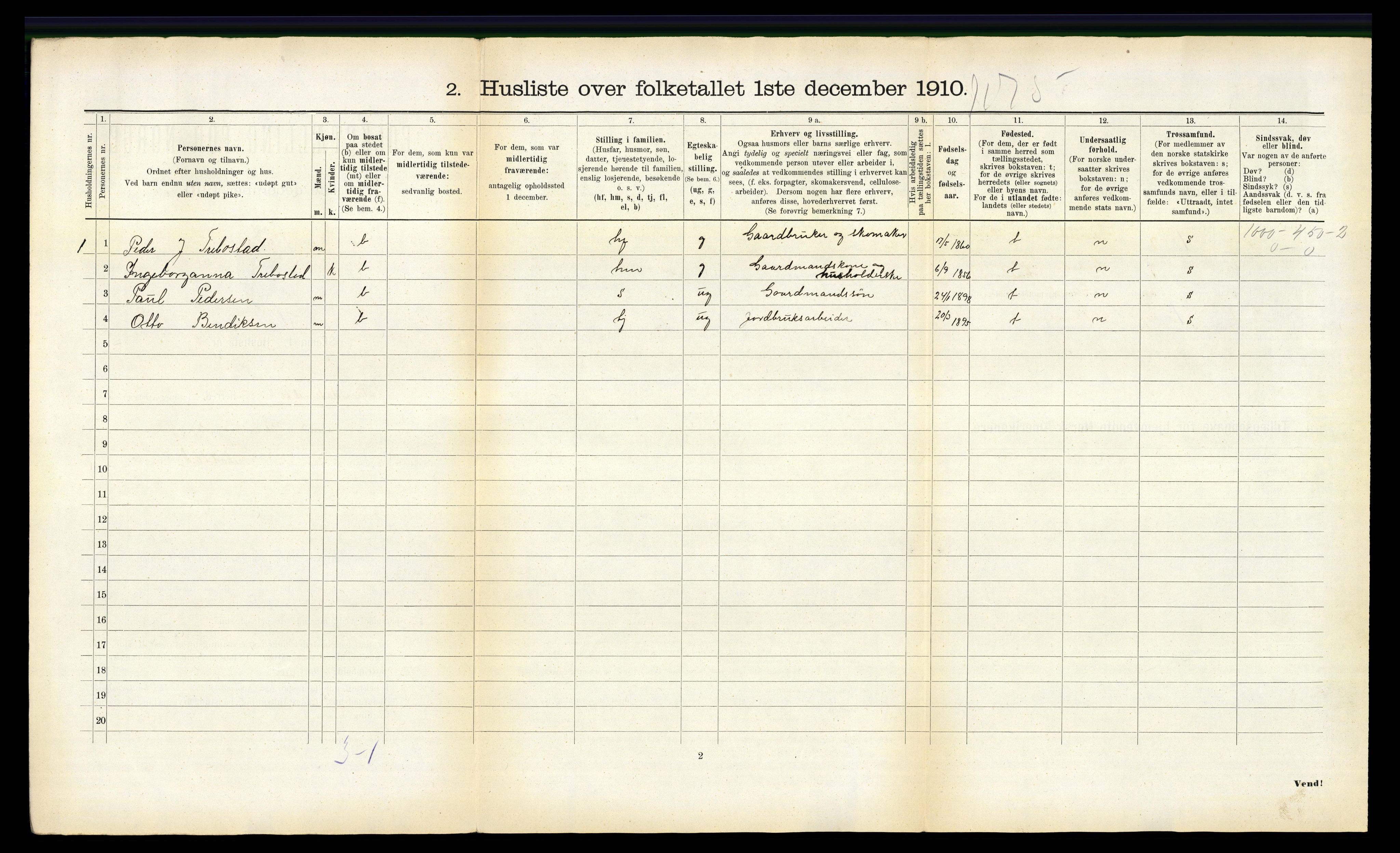 RA, 1910 census for Namdalseid, 1910, p. 485