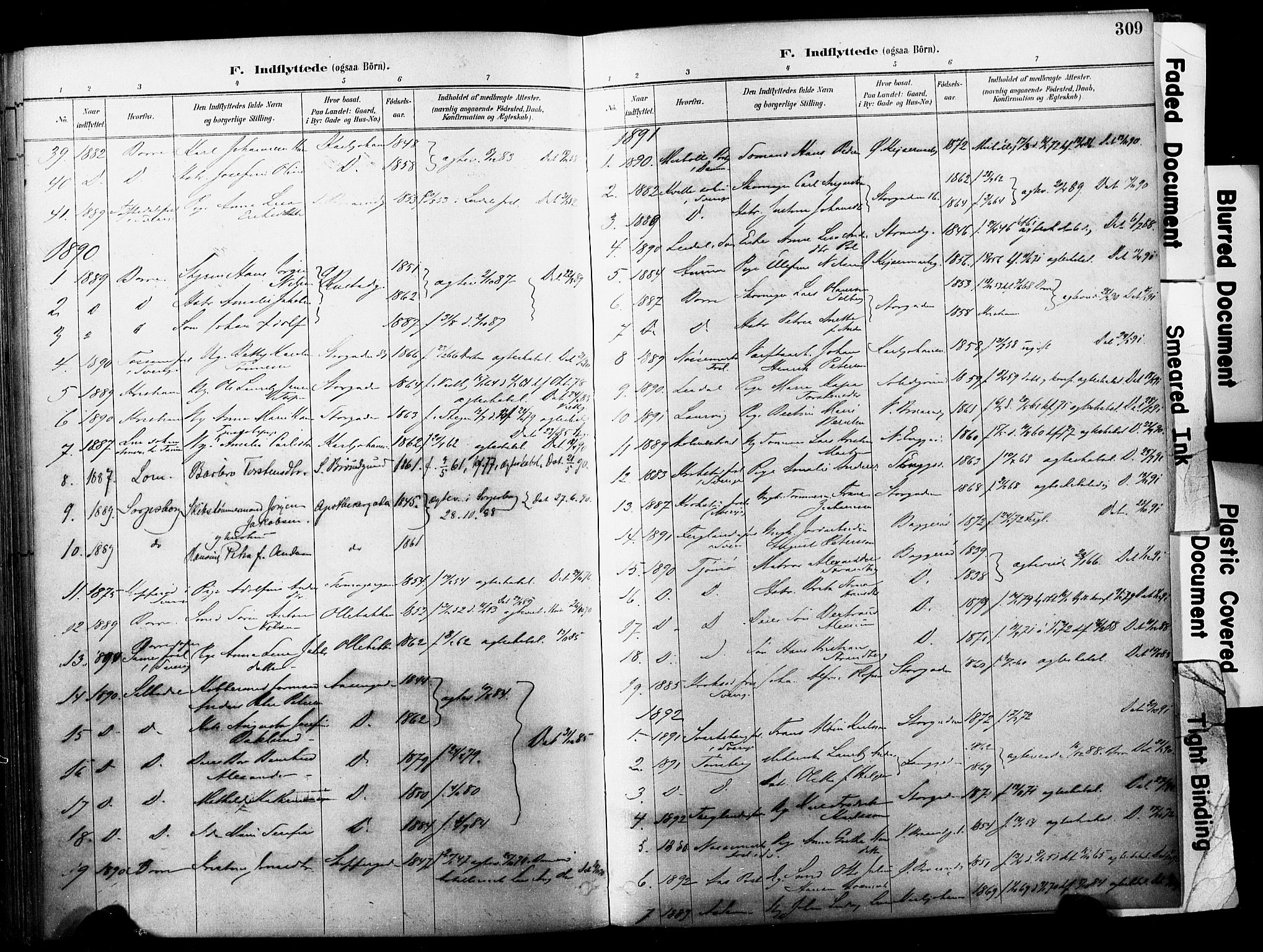 Horten kirkebøker, AV/SAKO-A-348/F/Fa/L0004: Parish register (official) no. 4, 1888-1895, p. 309