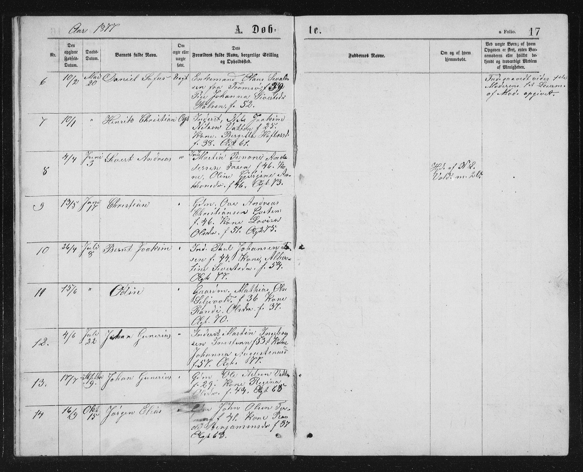 Ministerialprotokoller, klokkerbøker og fødselsregistre - Sør-Trøndelag, SAT/A-1456/662/L0756: Parish register (copy) no. 662C01, 1869-1891, p. 17