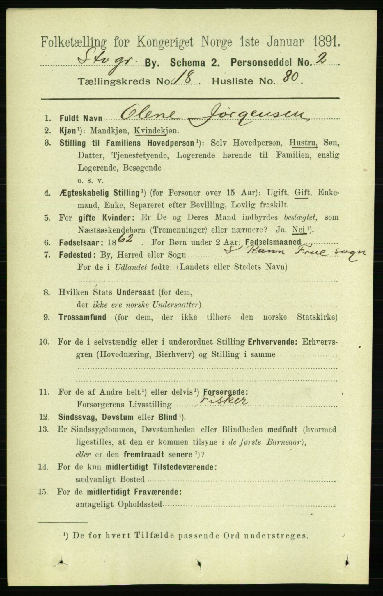 RA, 1891 census for 1103 Stavanger, 1891, p. 22378