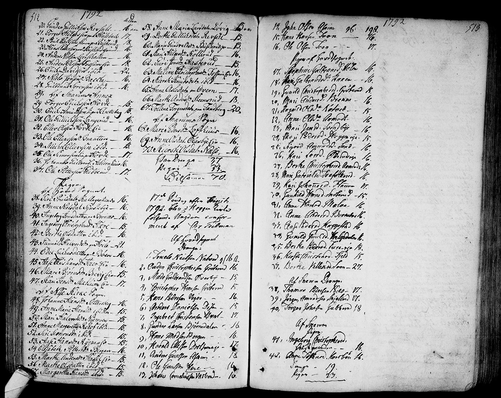Modum kirkebøker, SAKO/A-234/F/Fa/L0003: Parish register (official) no. 3, 1783-1819, p. 512-513