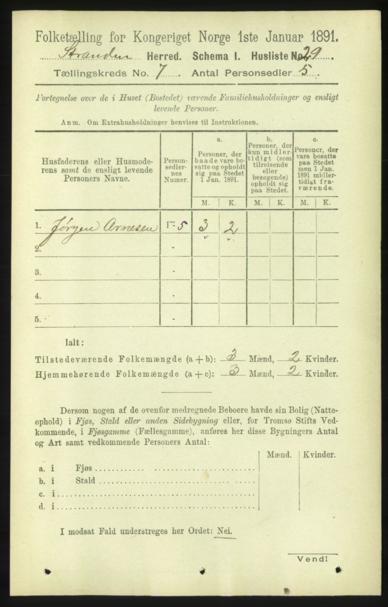 RA, 1891 census for 1525 Stranda, 1891, p. 1671