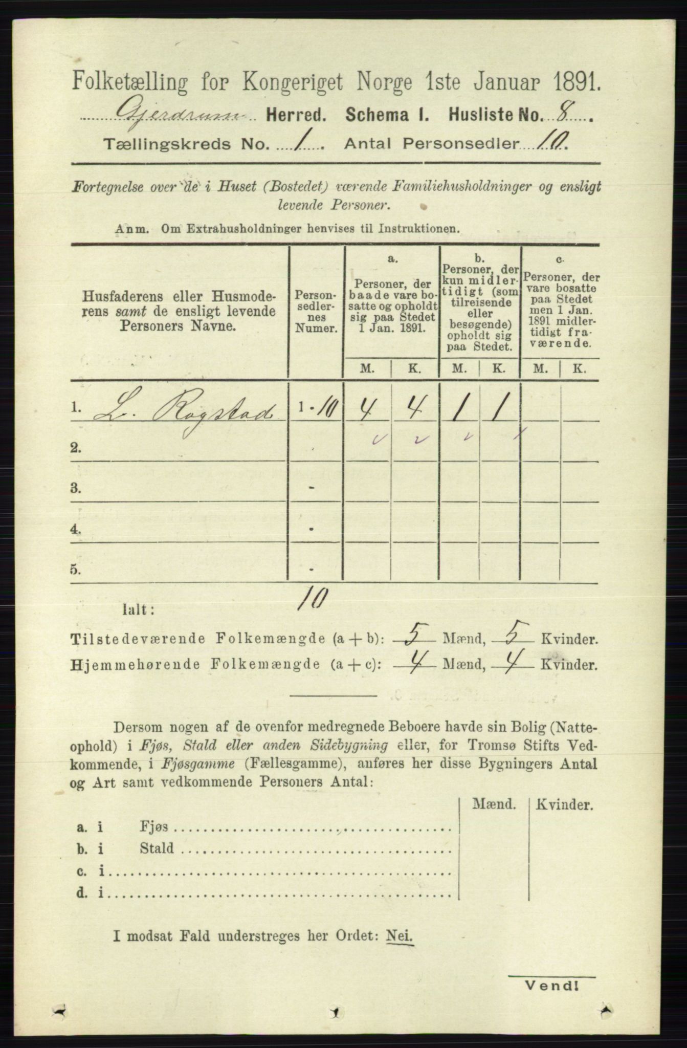 RA, 1891 census for 0234 Gjerdrum, 1891, p. 25