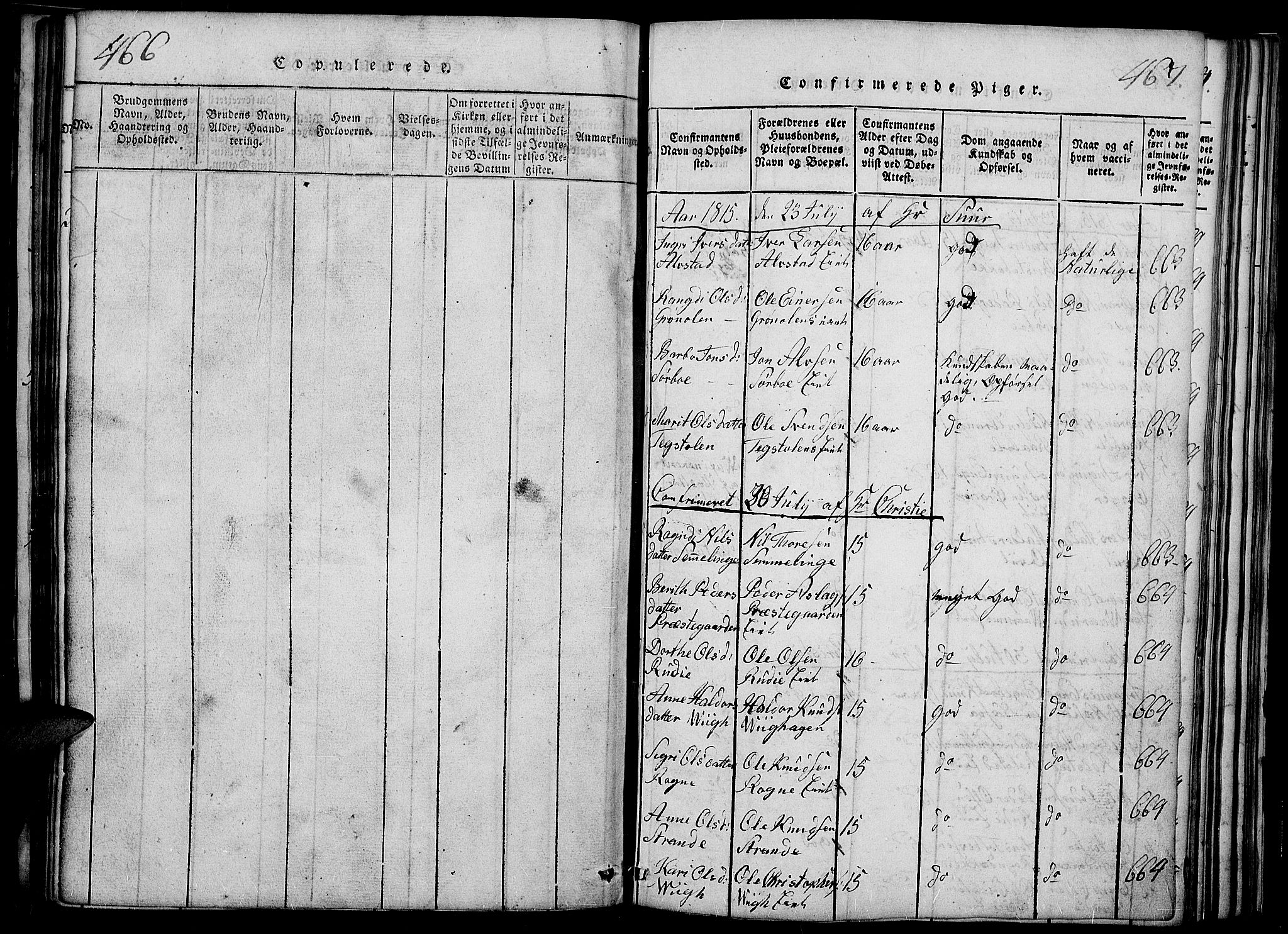 Slidre prestekontor, SAH/PREST-134/H/Ha/Haa/L0002: Parish register (official) no. 2, 1814-1830, p. 466-467