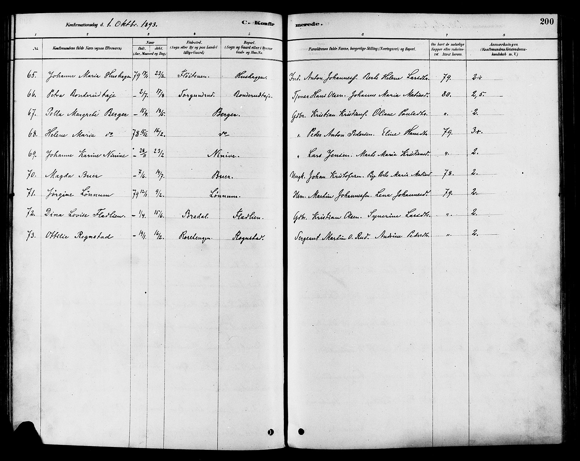 Vestre Toten prestekontor, SAH/PREST-108/H/Ha/Haa/L0009: Parish register (official) no. 9, 1878-1894, p. 200