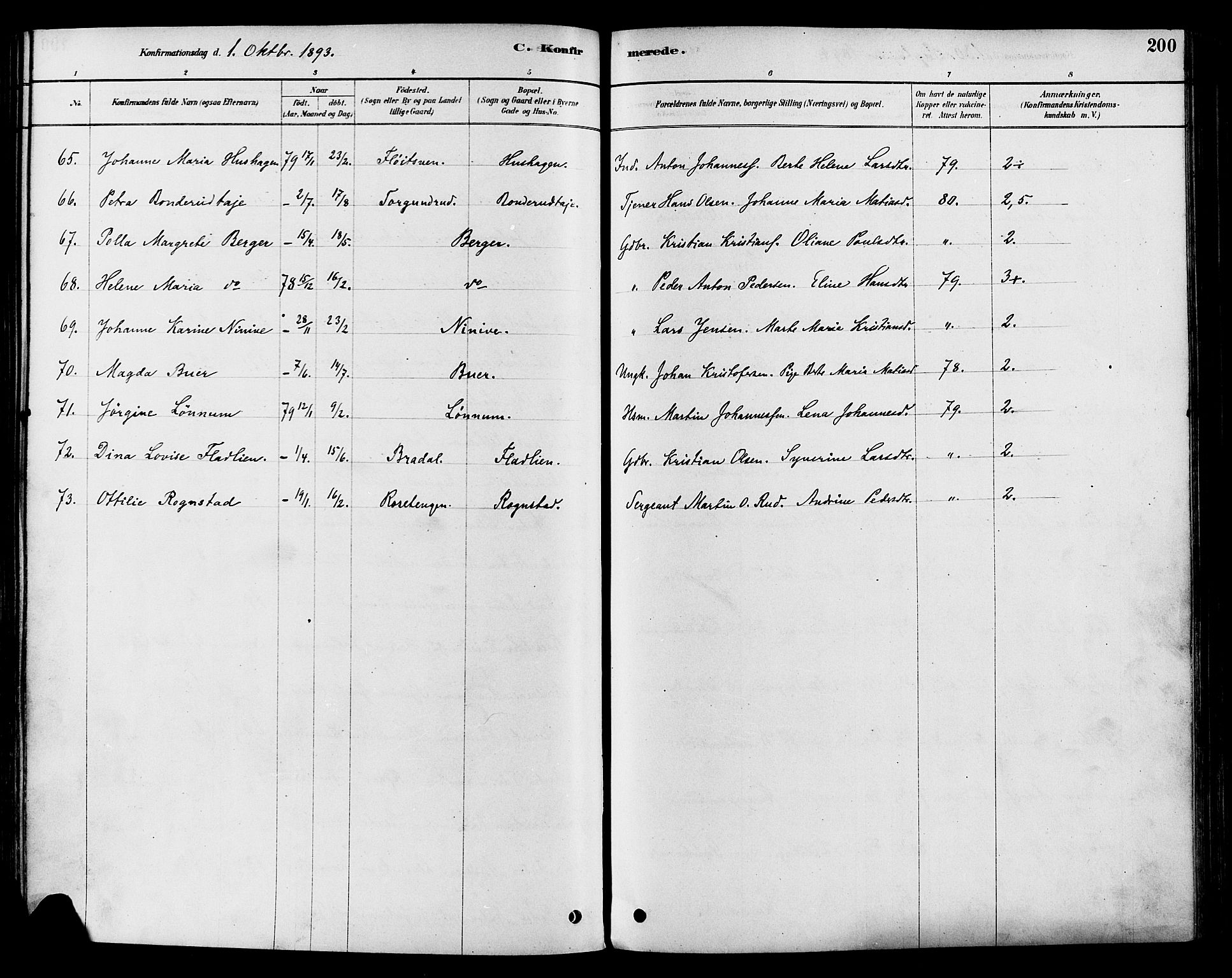 Vestre Toten prestekontor, AV/SAH-PREST-108/H/Ha/Haa/L0009: Parish register (official) no. 9, 1878-1894, p. 200