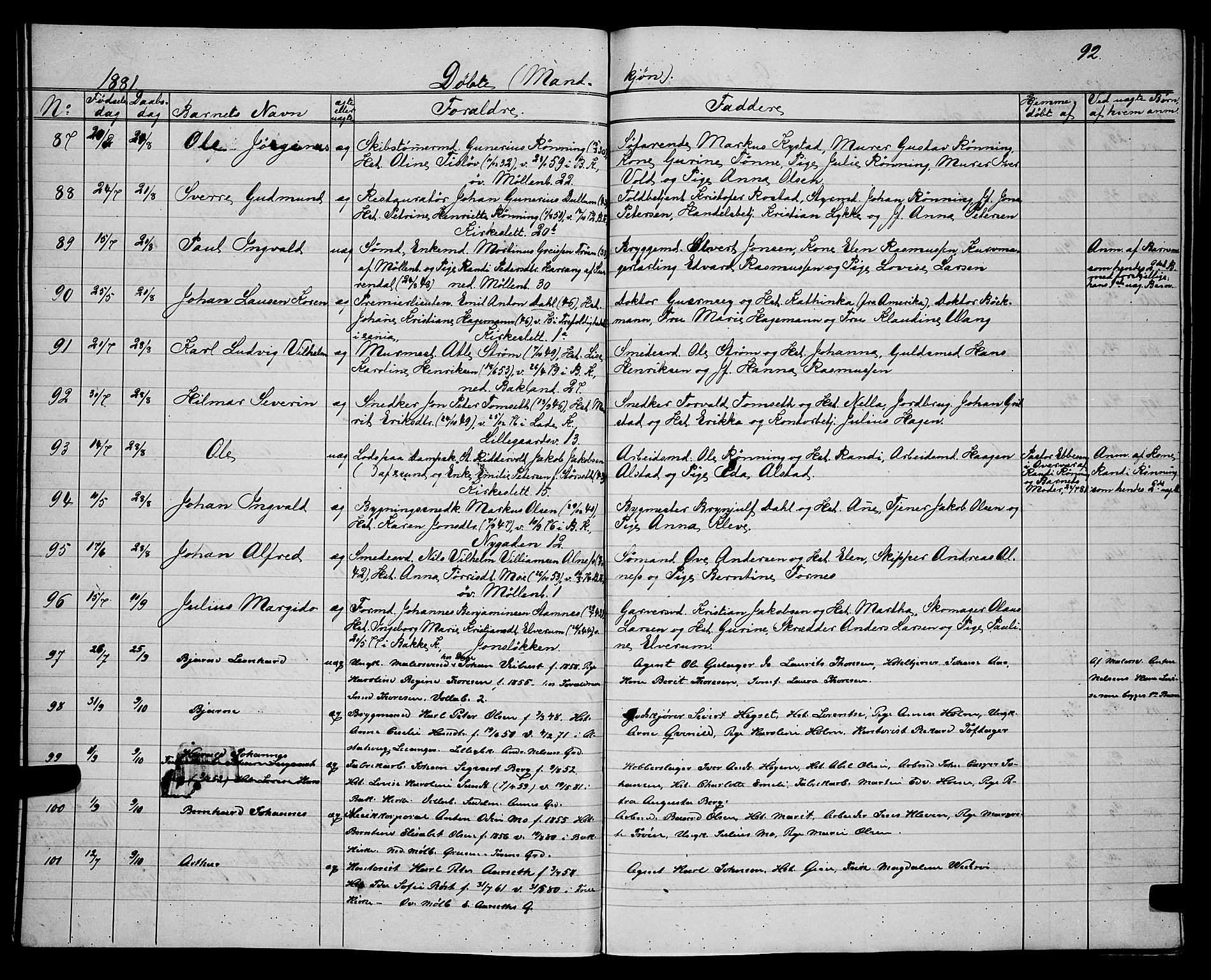 Ministerialprotokoller, klokkerbøker og fødselsregistre - Sør-Trøndelag, SAT/A-1456/604/L0220: Parish register (copy) no. 604C03, 1870-1885, p. 92