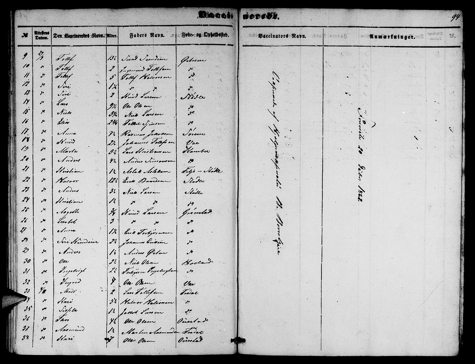 Etne sokneprestembete, AV/SAB-A-75001/H/Hab: Parish register (copy) no. A 2, 1851-1862, p. 94