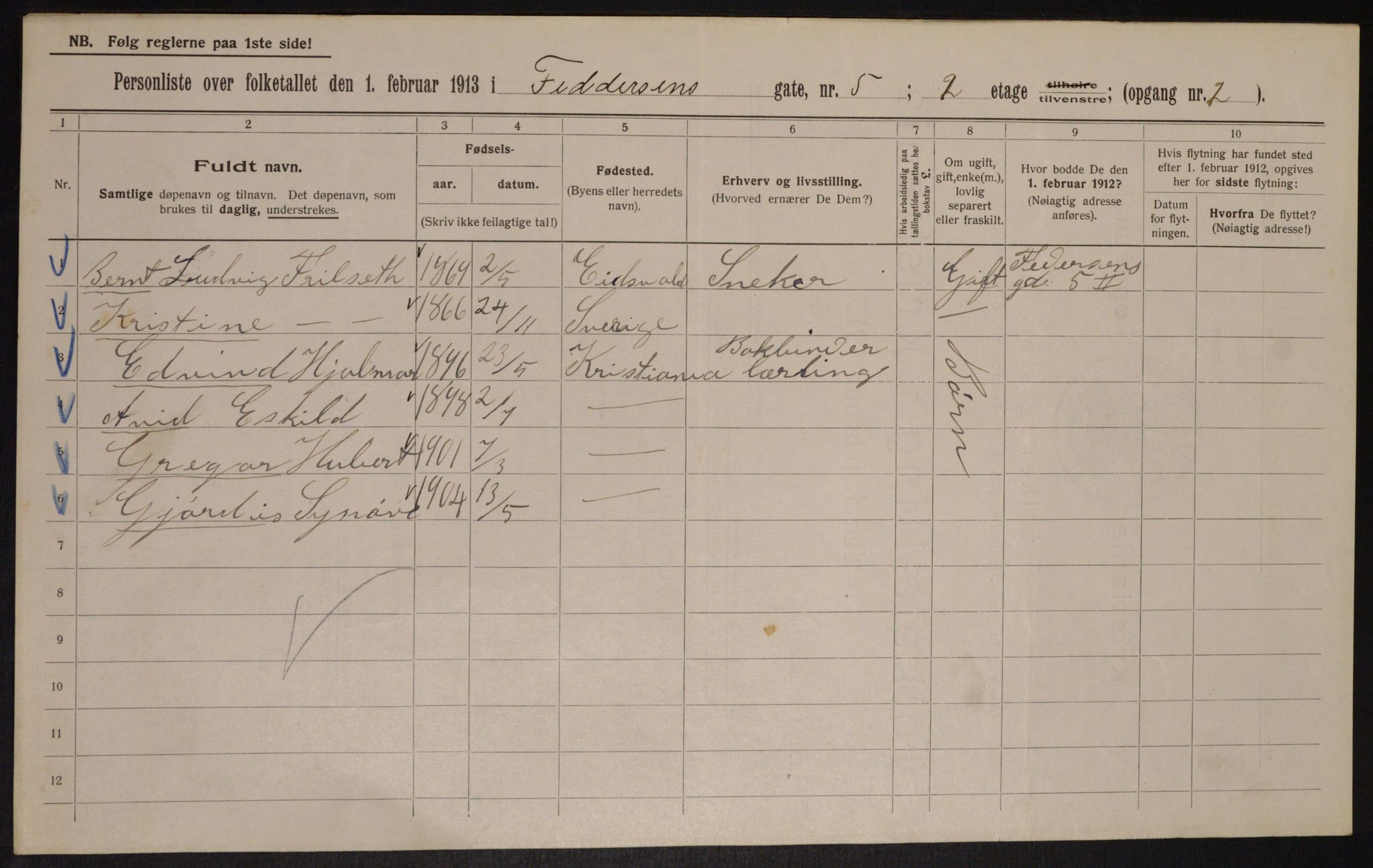 OBA, Municipal Census 1913 for Kristiania, 1913, p. 24204