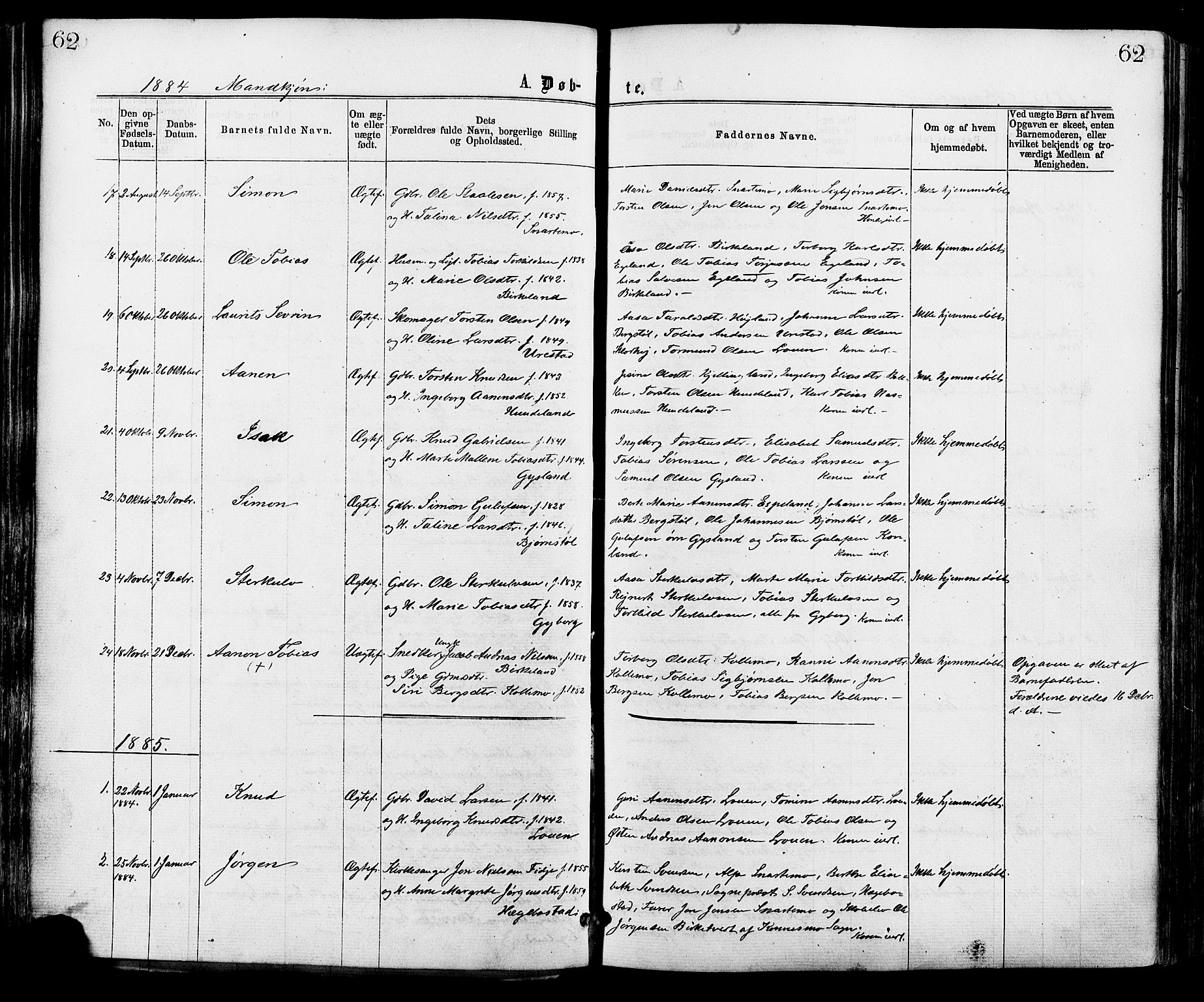 Hægebostad sokneprestkontor, AV/SAK-1111-0024/F/Fa/Faa/L0005: Parish register (official) no. A 5, 1864-1886, p. 62