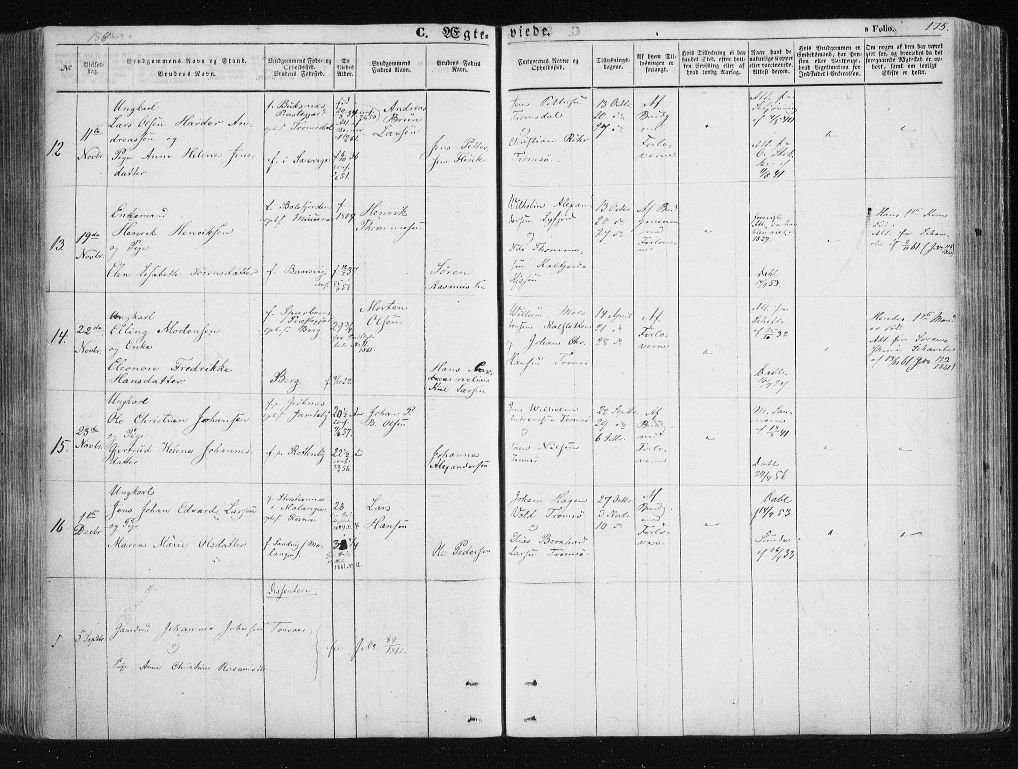 Tromsøysund sokneprestkontor, SATØ/S-1304/G/Ga/L0001kirke: Parish register (official) no. 1, 1856-1867, p. 175