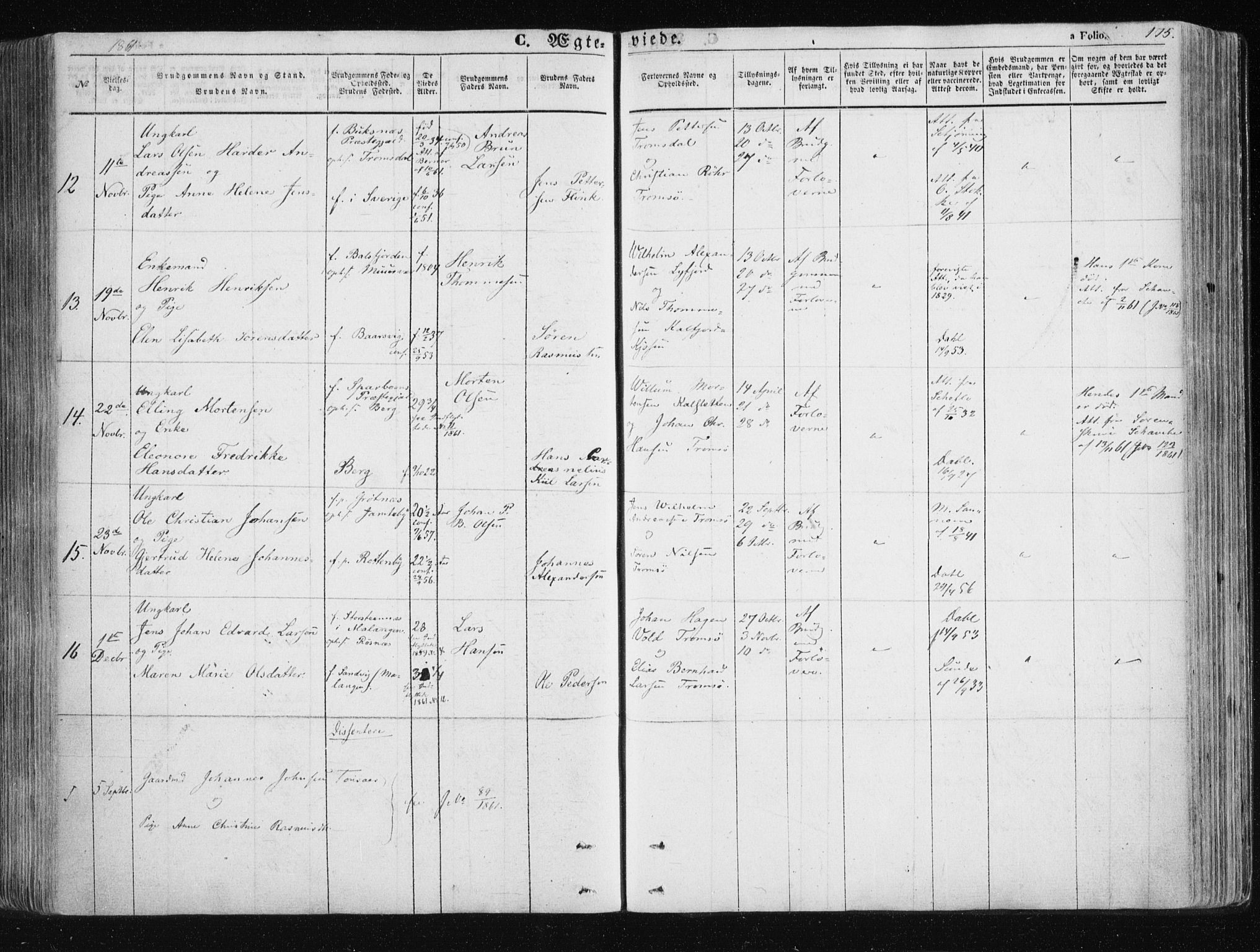 Tromsøysund sokneprestkontor, AV/SATØ-S-1304/G/Ga/L0001kirke: Parish register (official) no. 1, 1856-1867, p. 175