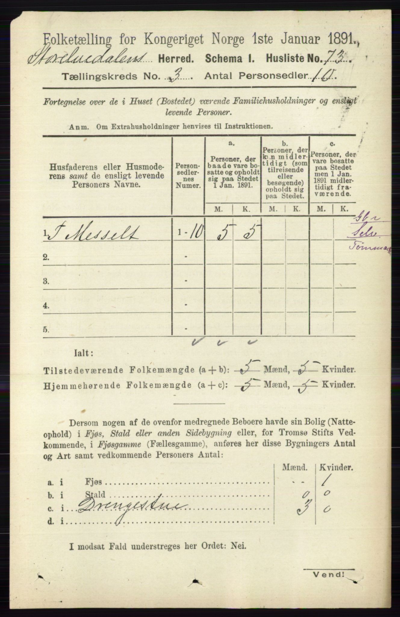 RA, 1891 census for 0430 Stor-Elvdal, 1891, p. 834