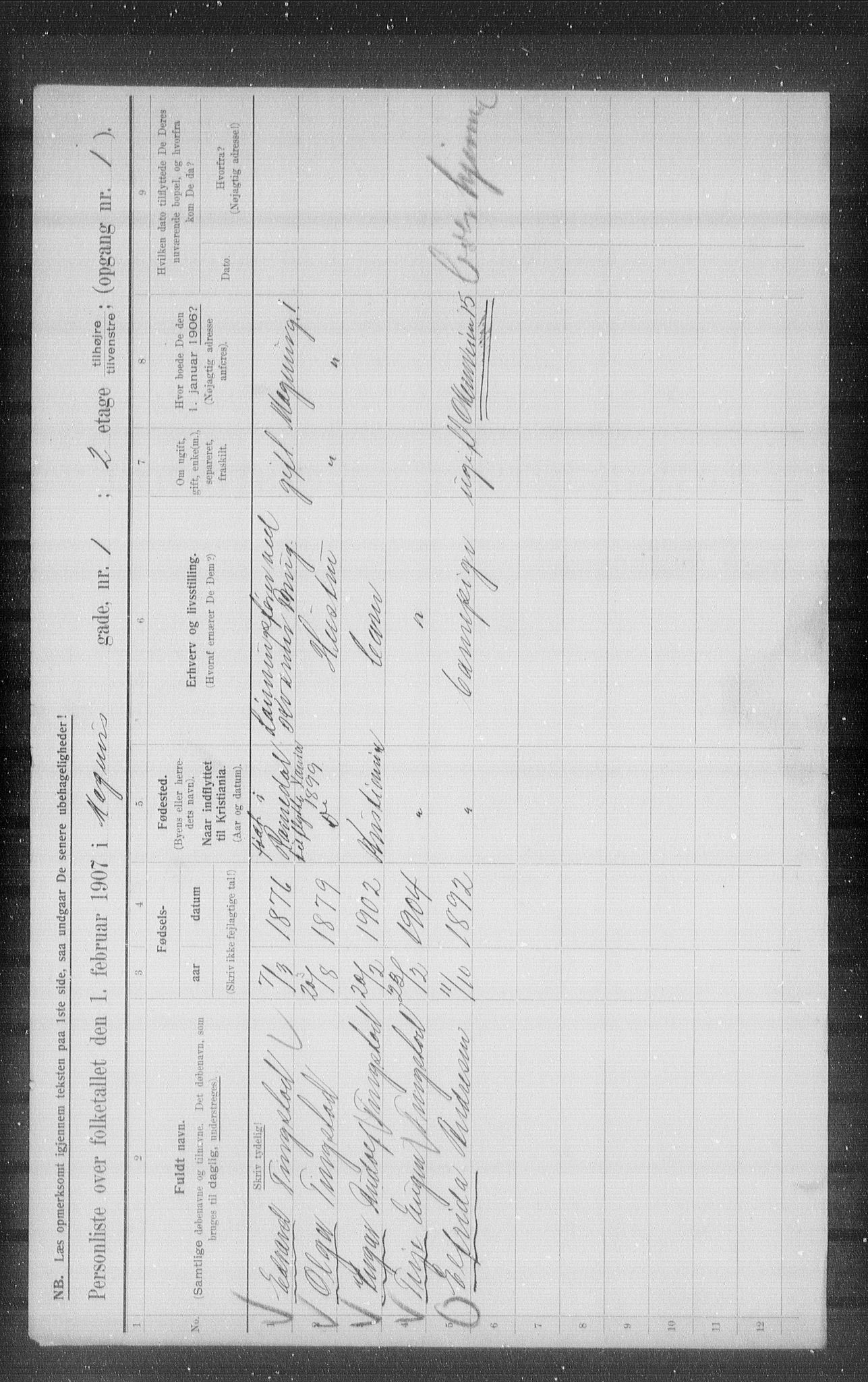 OBA, Municipal Census 1907 for Kristiania, 1907, p. 30233