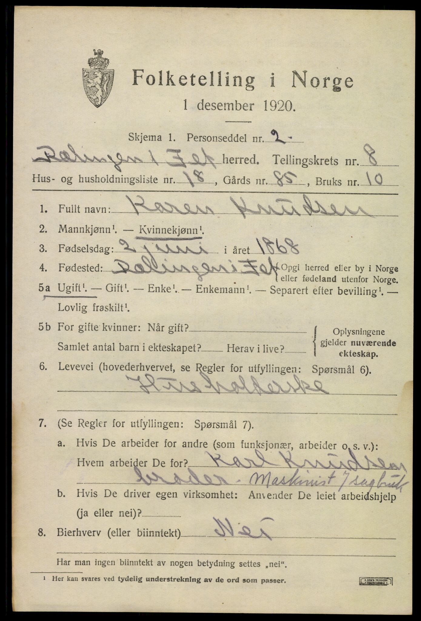 SAO, 1920 census for Fet, 1920, p. 8986