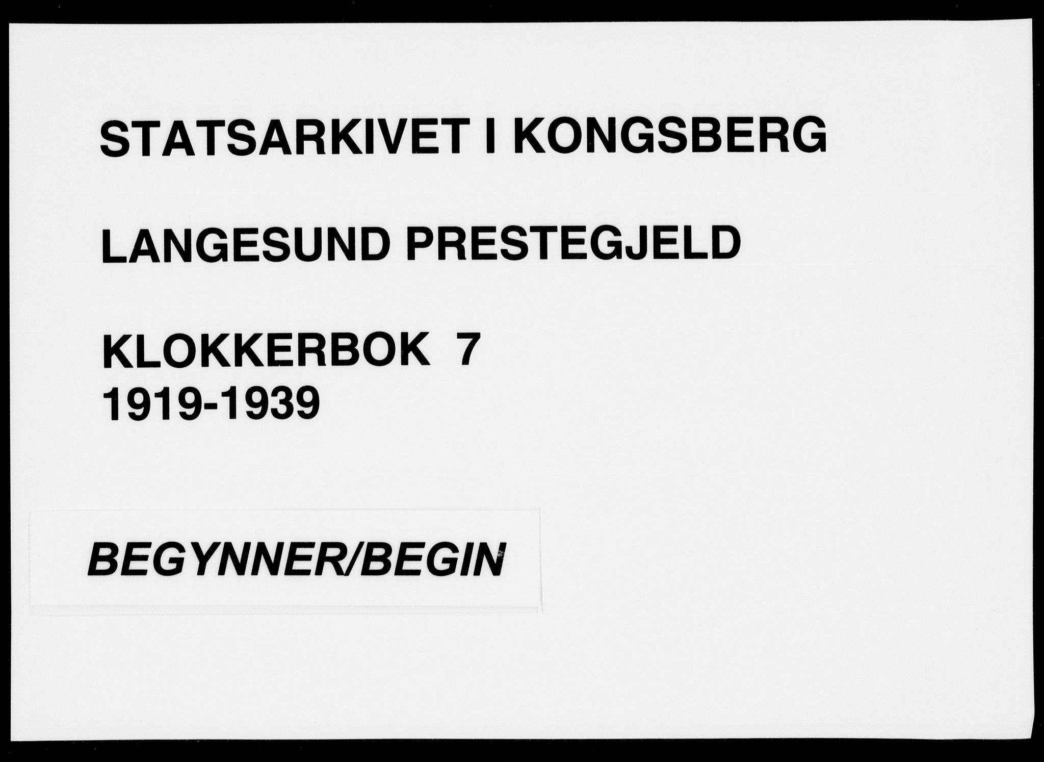 Langesund kirkebøker, AV/SAKO-A-280/G/Ga/L0007: Parish register (copy) no. 7, 1919-1939