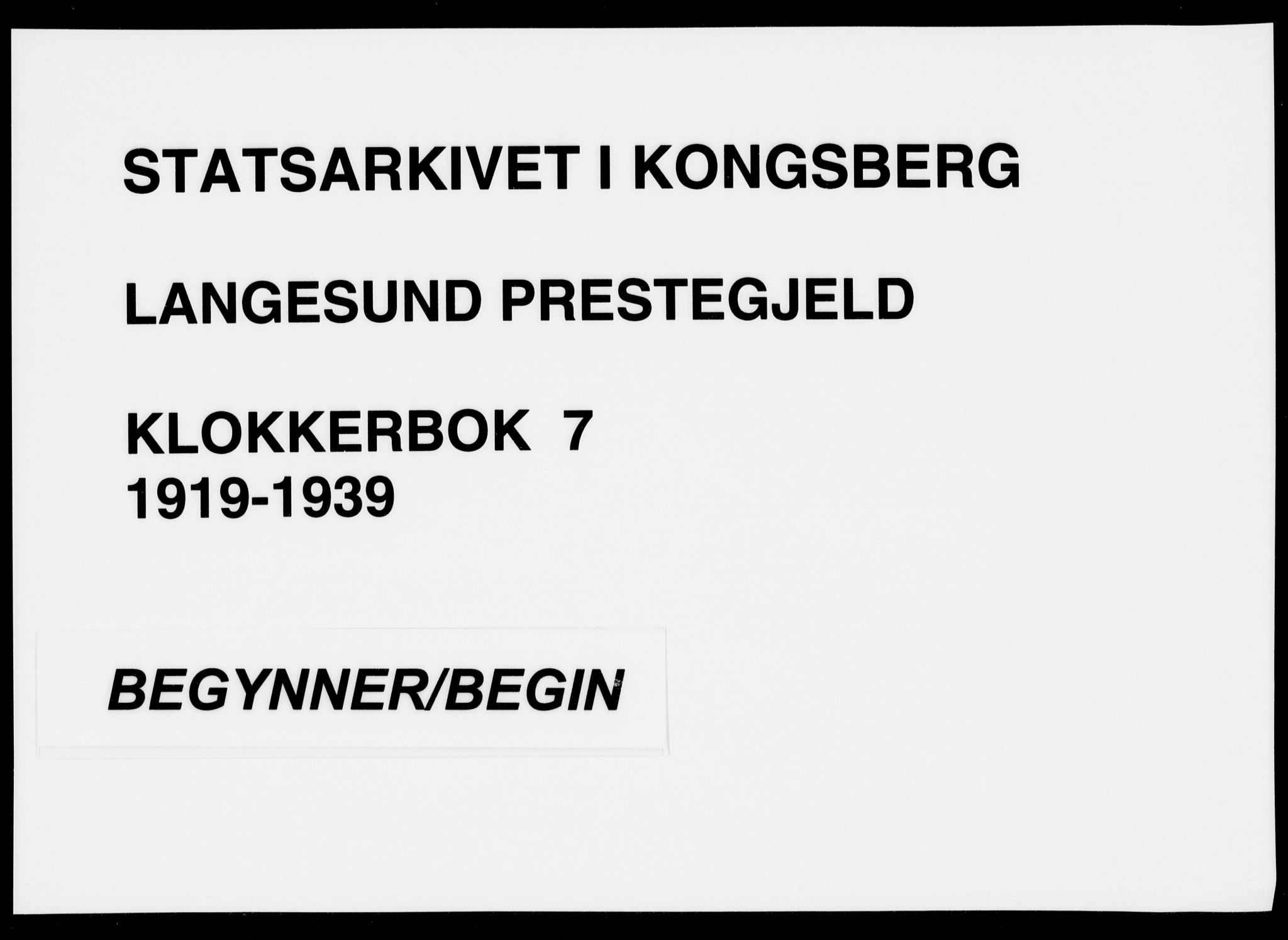 Langesund kirkebøker, SAKO/A-280/G/Ga/L0007: Parish register (copy) no. 7, 1919-1939