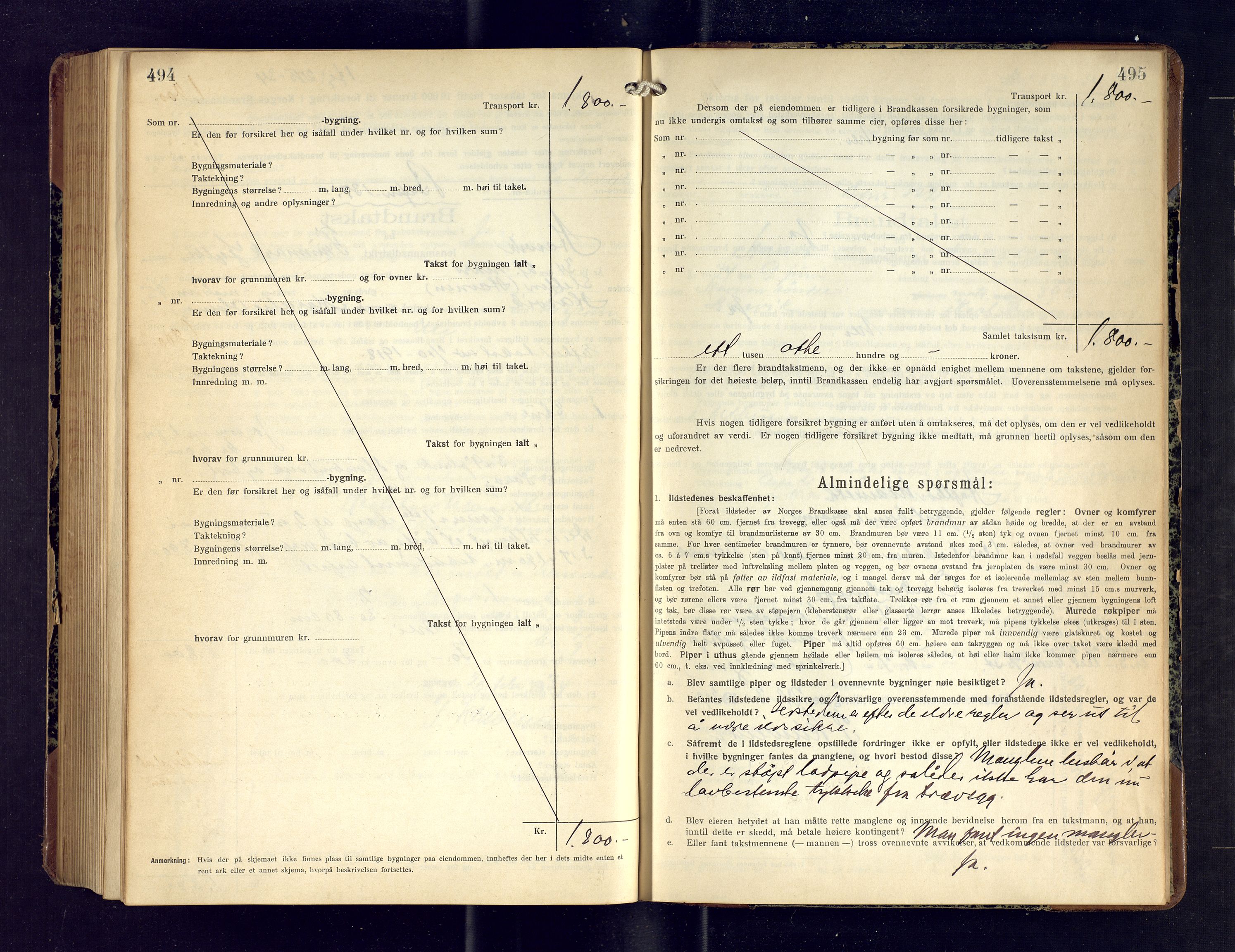 Hasvik lensmannskontor, AV/SATØ-SATO-164/Fob/L0006: Branntakstprotokoll, 1916-1934, p. 494-495