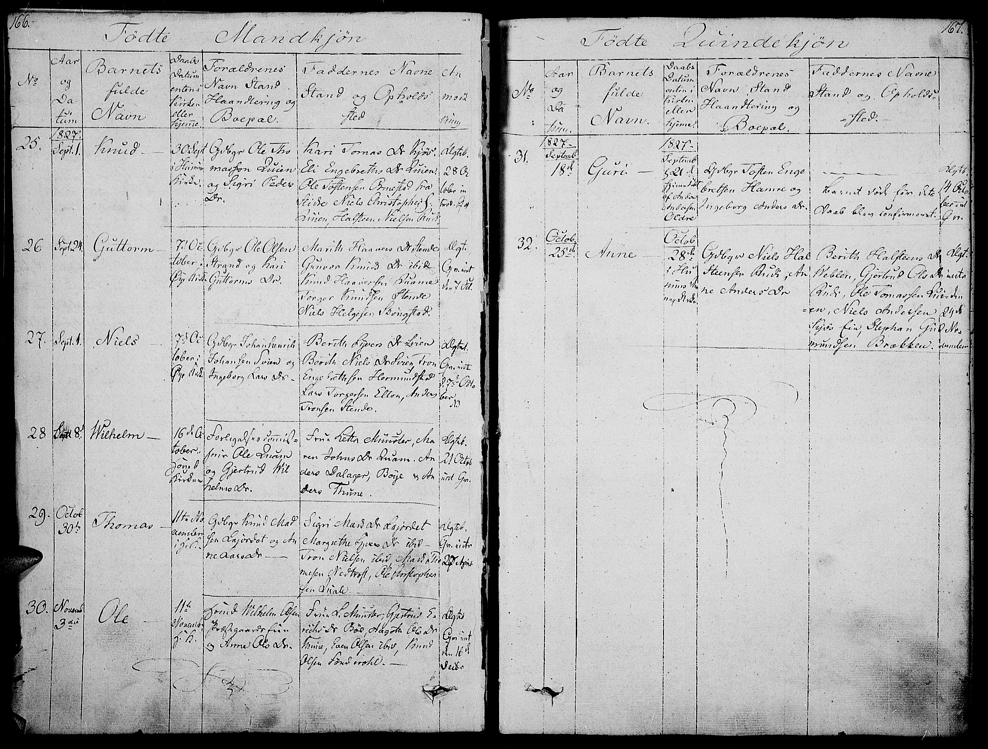 Vang prestekontor, Valdres, SAH/PREST-140/H/Ha/L0003: Parish register (official) no. 3, 1809-1831, p. 166-167
