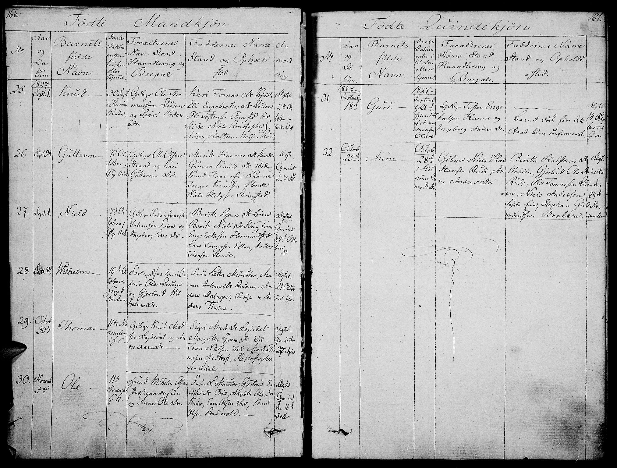 Vang prestekontor, Valdres, AV/SAH-PREST-140/H/Ha/L0003: Parish register (official) no. 3, 1809-1831, p. 166-167