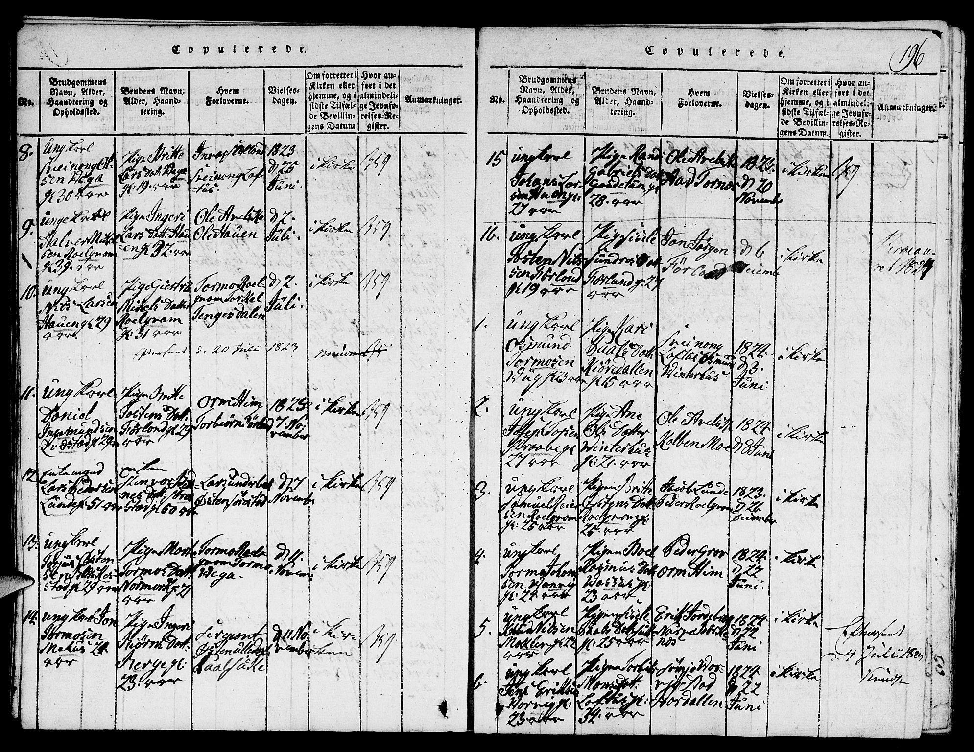 Suldal sokneprestkontor, SAST/A-101845/01/V/L0001: Parish register (copy) no. B 1, 1816-1836, p. 196
