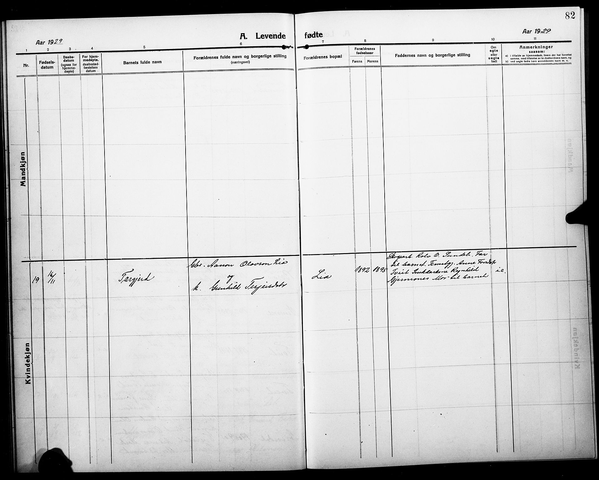 Åmli sokneprestkontor, AV/SAK-1111-0050/F/Fb/Fbc/L0006: Parish register (copy) no. B 6, 1915-1929, p. 82