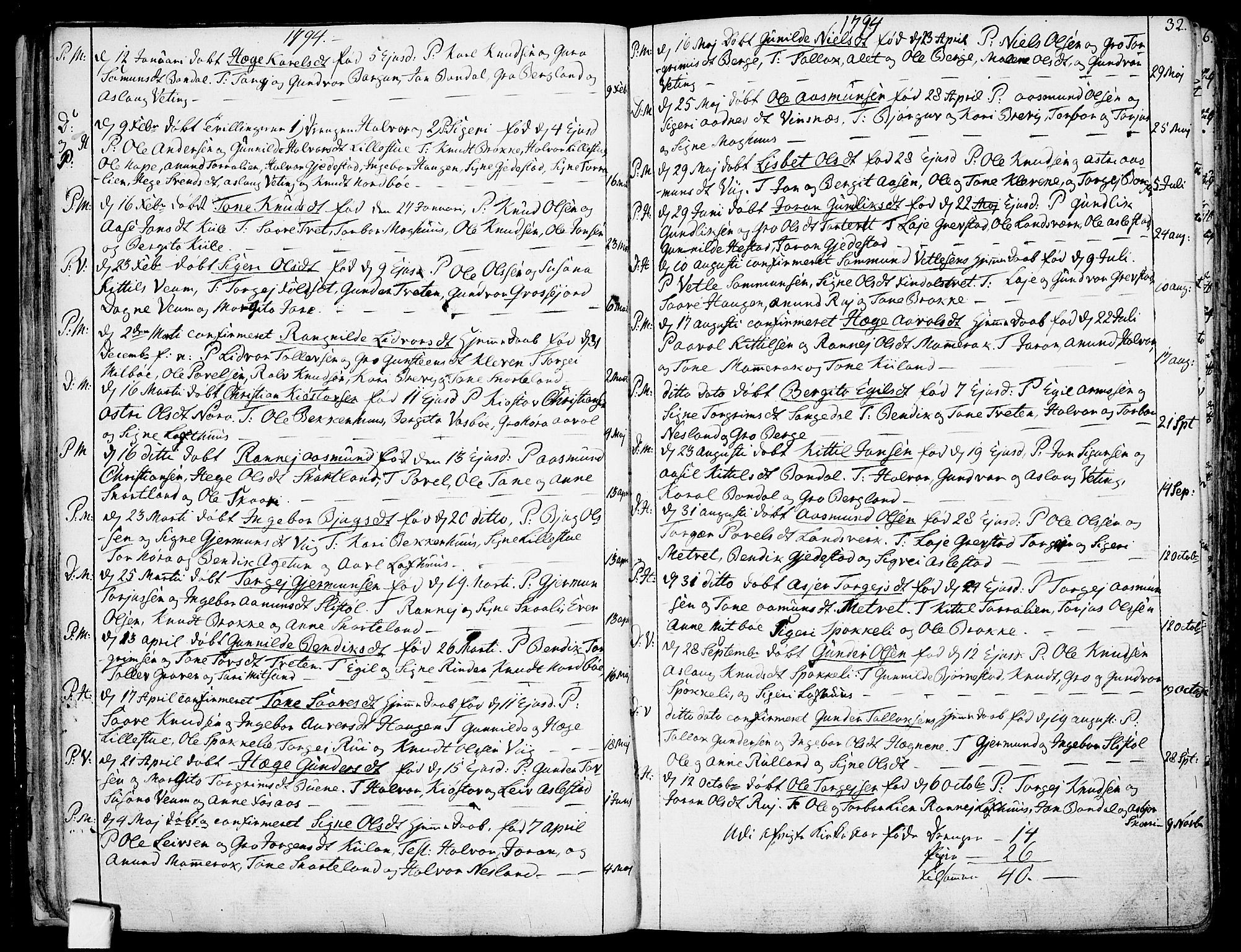 Fyresdal kirkebøker, SAKO/A-263/F/Fa/L0002: Parish register (official) no. I 2, 1769-1814, p. 32
