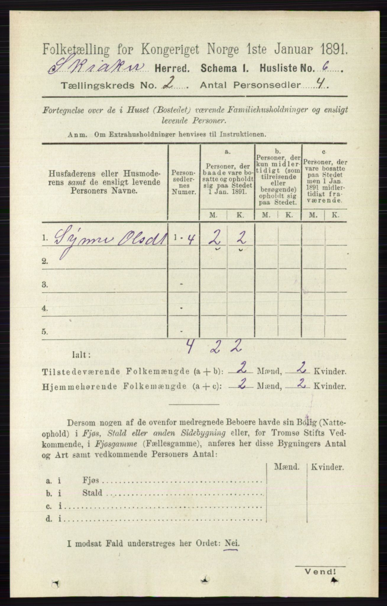 RA, 1891 census for 0513 Skjåk, 1891, p. 479