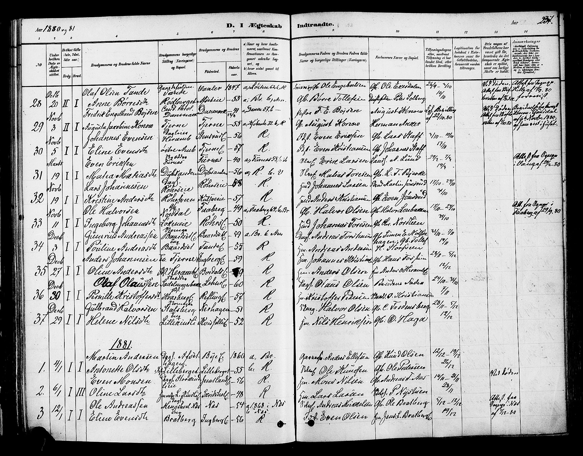 Ringsaker prestekontor, SAH/PREST-014/K/Ka/L0012: Parish register (official) no. 12, 1879-1890, p. 237
