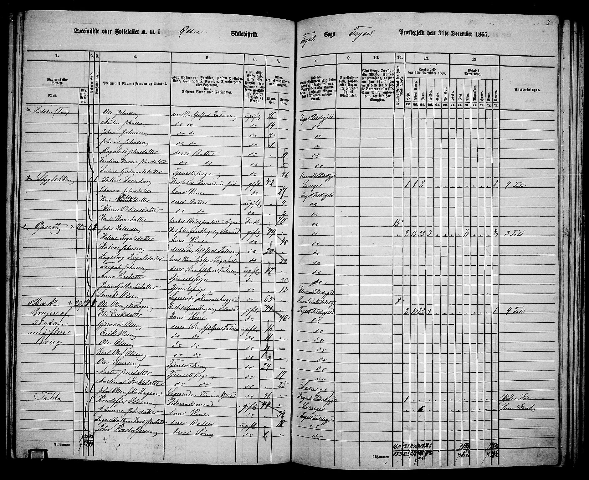 RA, 1865 census for Trysil, 1865, p. 133