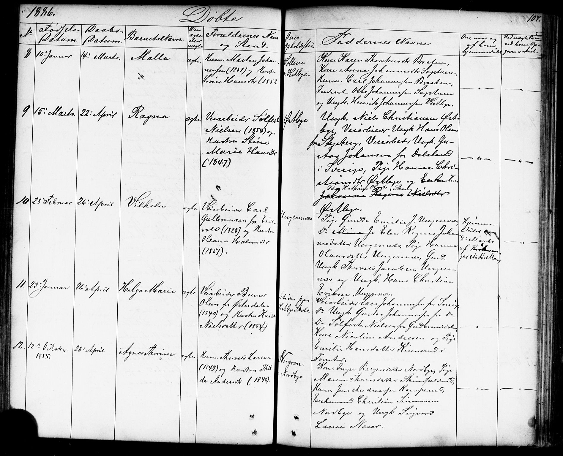 Enebakk prestekontor Kirkebøker, AV/SAO-A-10171c/G/Gb/L0001: Parish register (copy) no. II 1, 1859-1890, p. 107