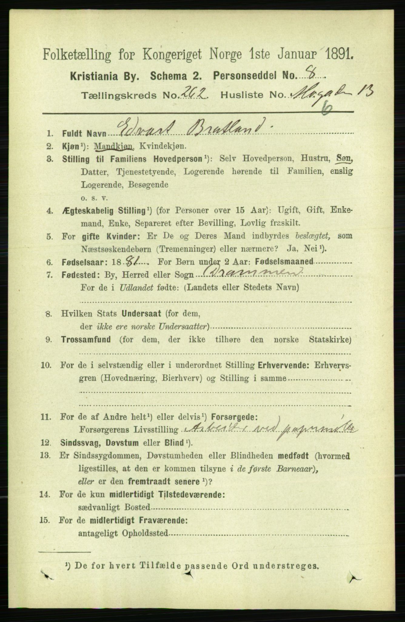 RA, 1891 census for 0301 Kristiania, 1891, p. 159123