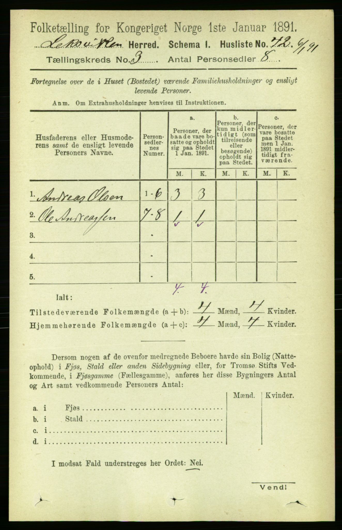 RA, 1891 census for 1718 Leksvik, 1891, p. 1133