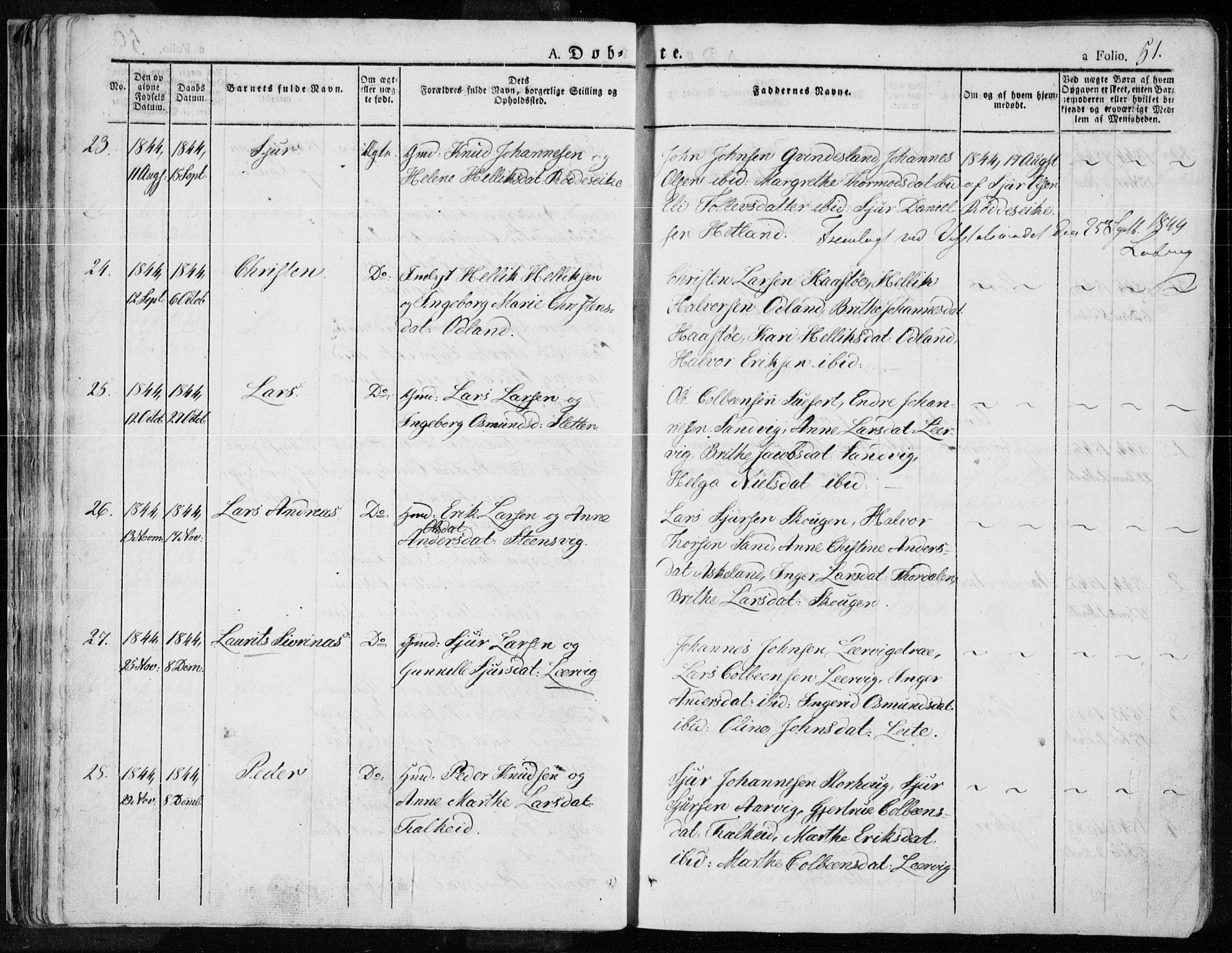 Tysvær sokneprestkontor, AV/SAST-A -101864/H/Ha/Haa/L0001: Parish register (official) no. A 1.1, 1831-1856, p. 51