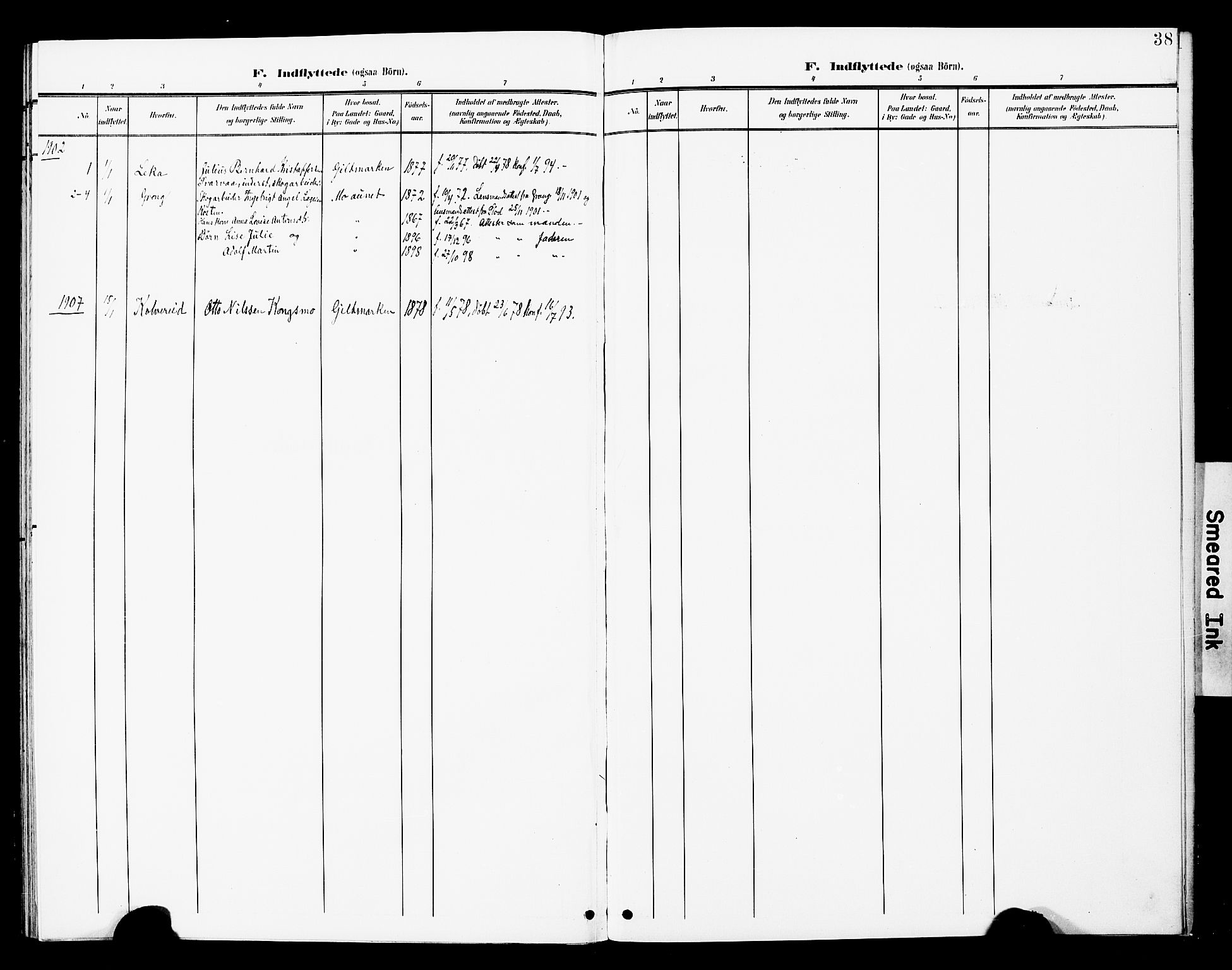 Ministerialprotokoller, klokkerbøker og fødselsregistre - Nord-Trøndelag, SAT/A-1458/748/L0464: Parish register (official) no. 748A01, 1900-1908, p. 38