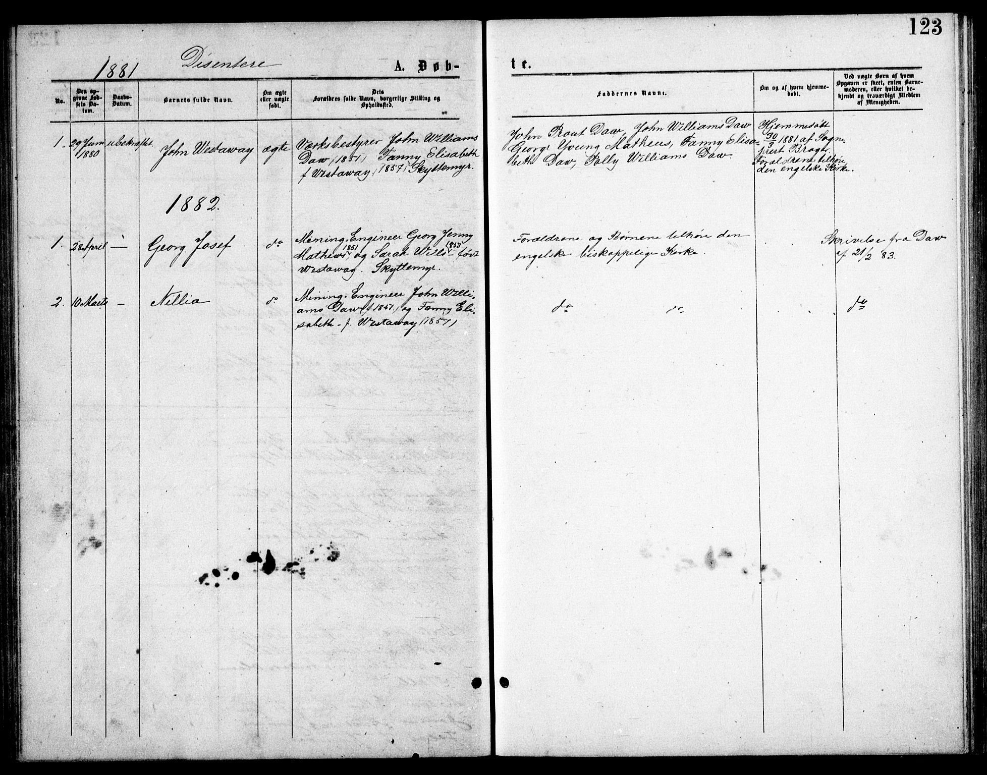 Froland sokneprestkontor, SAK/1111-0013/F/Fb/L0009: Parish register (copy) no. B 9, 1875-1893, p. 123