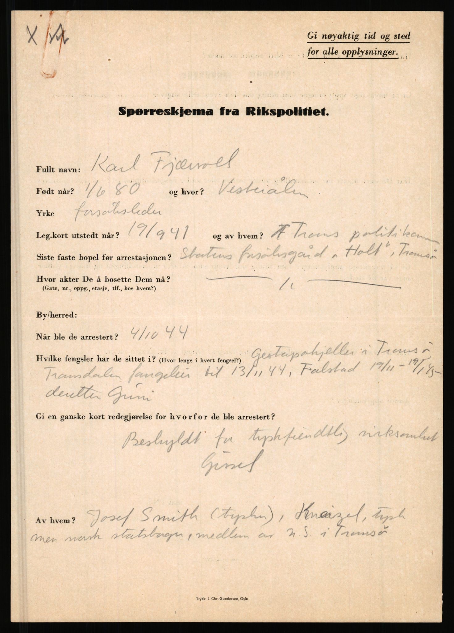 Rikspolitisjefen, AV/RA-S-1560/L/L0004: Eriksen, Alf - Geving, Øivind, 1940-1945, p. 544