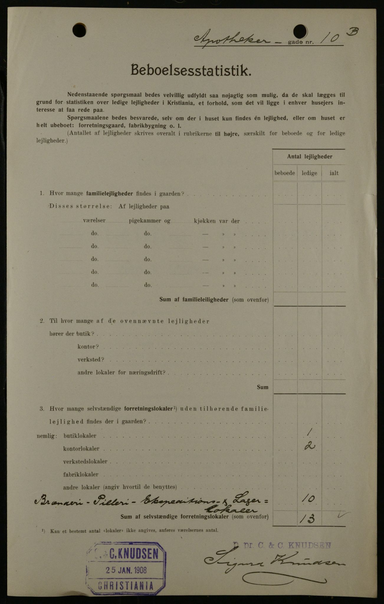 OBA, Municipal Census 1908 for Kristiania, 1908, p. 1629