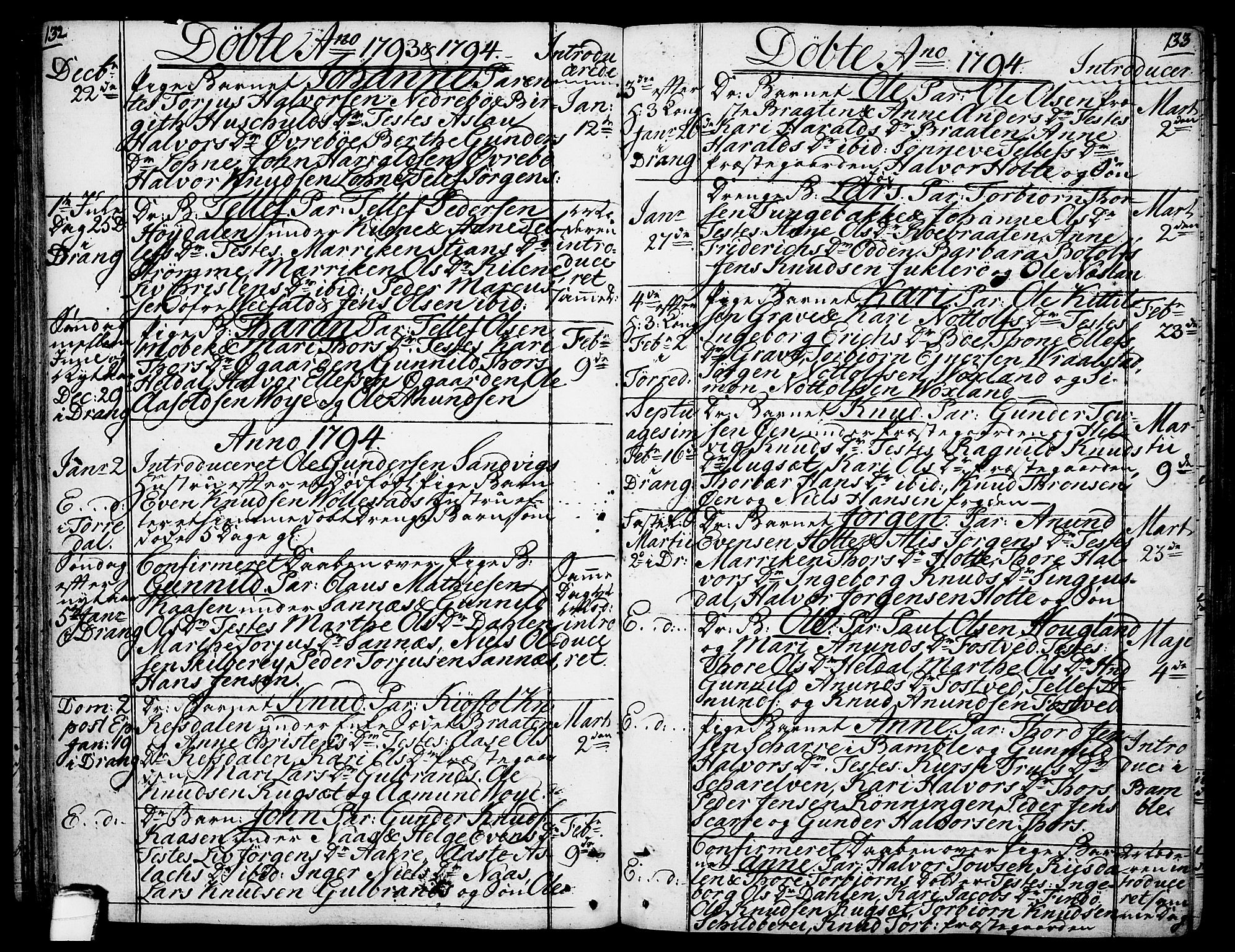 Drangedal kirkebøker, SAKO/A-258/F/Fa/L0003: Parish register (official) no. 3, 1768-1814, p. 132-133