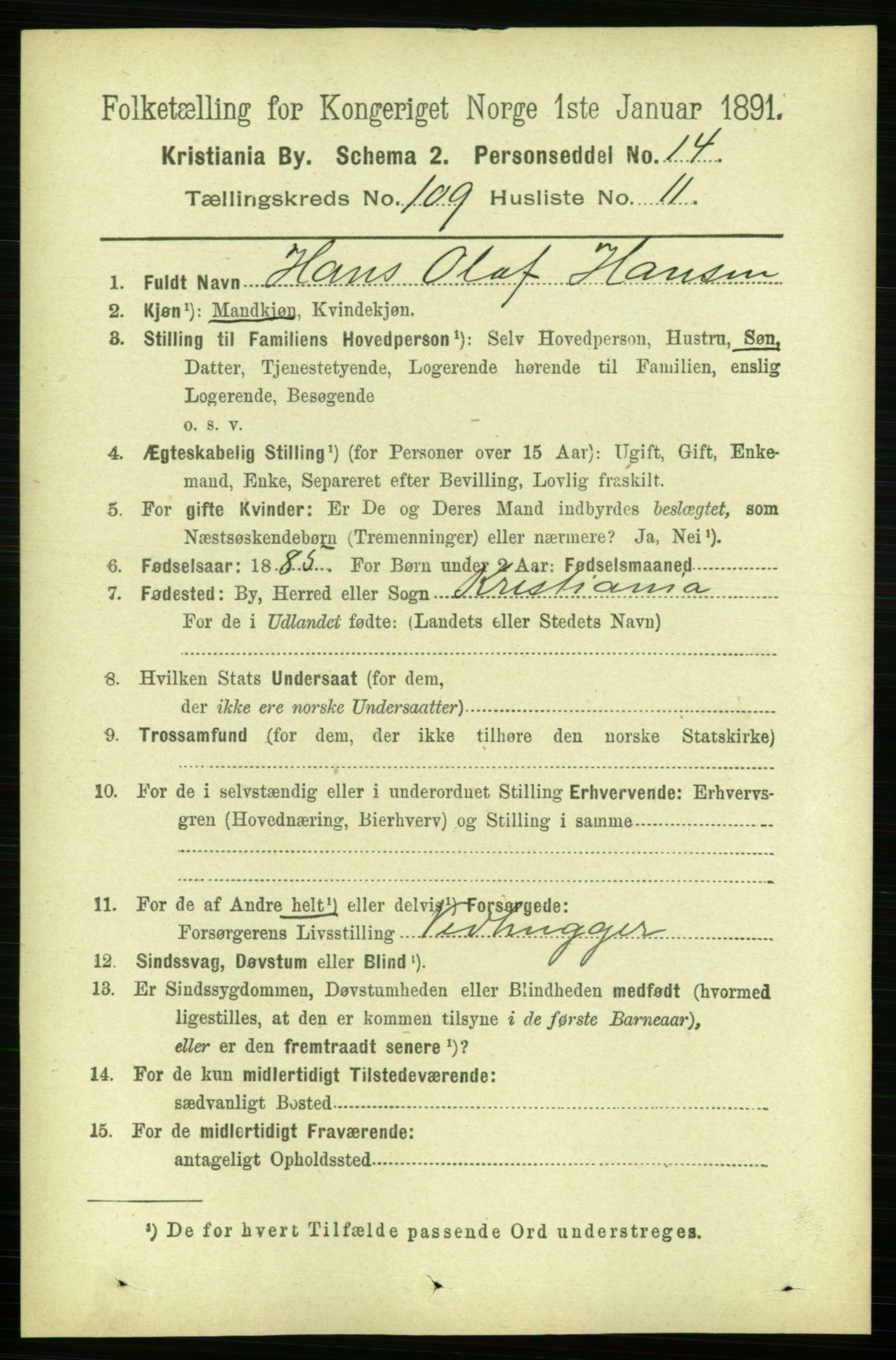 RA, 1891 census for 0301 Kristiania, 1891, p. 56646