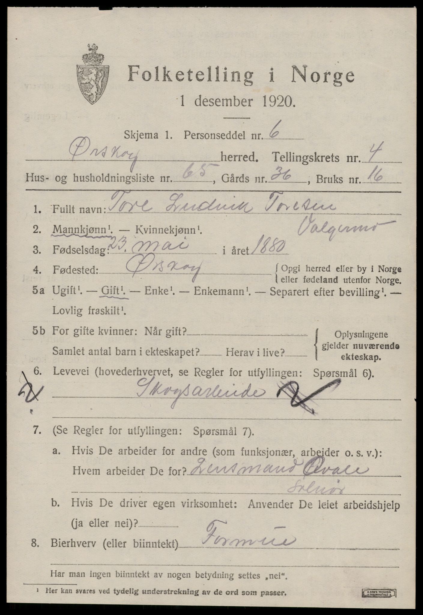 SAT, 1920 census for Ørskog, 1920, p. 3018