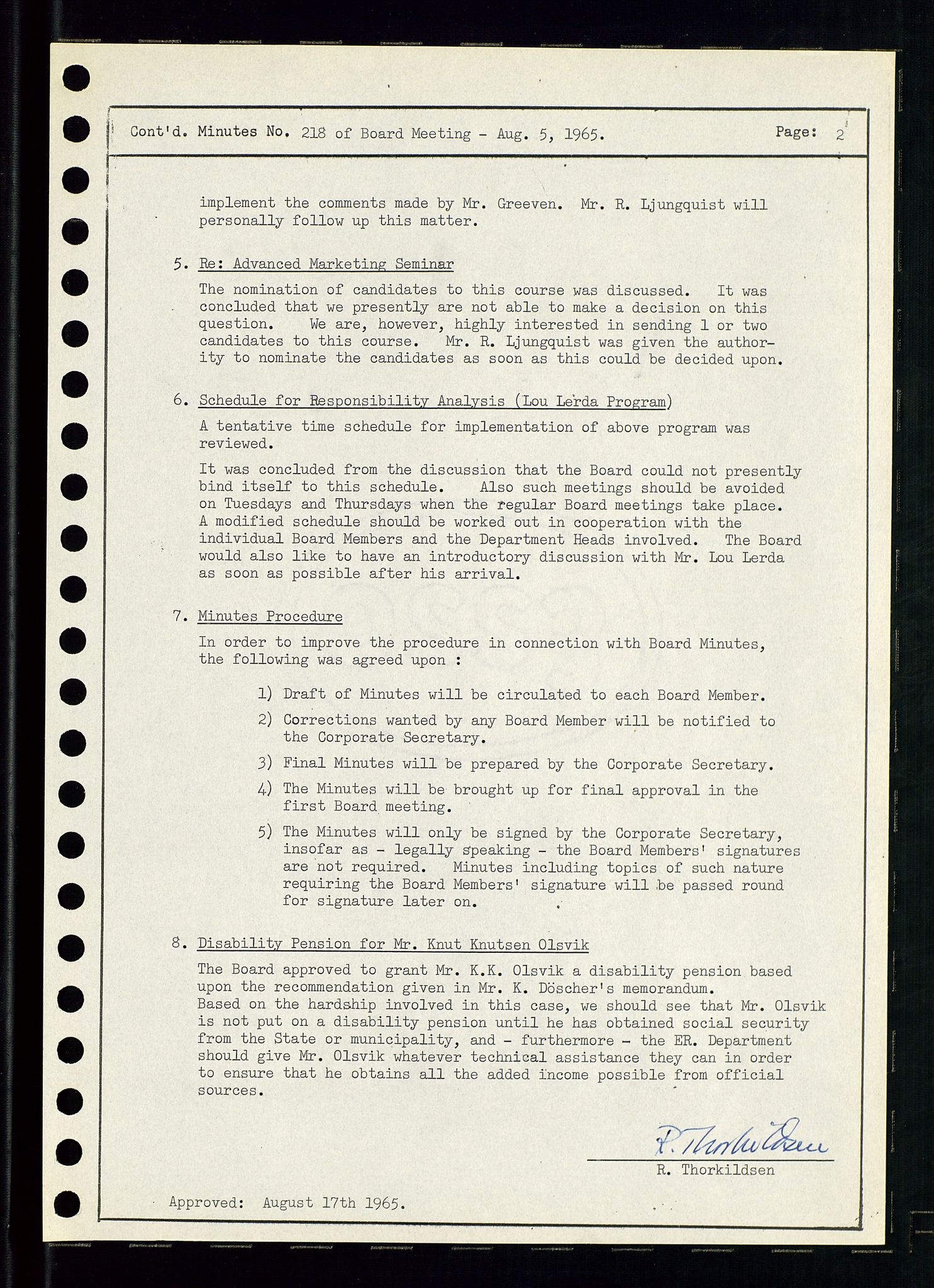 Pa 0982 - Esso Norge A/S, AV/SAST-A-100448/A/Aa/L0002/0001: Den administrerende direksjon Board minutes (styrereferater) / Den administrerende direksjon Board minutes (styrereferater), 1965, p. 74