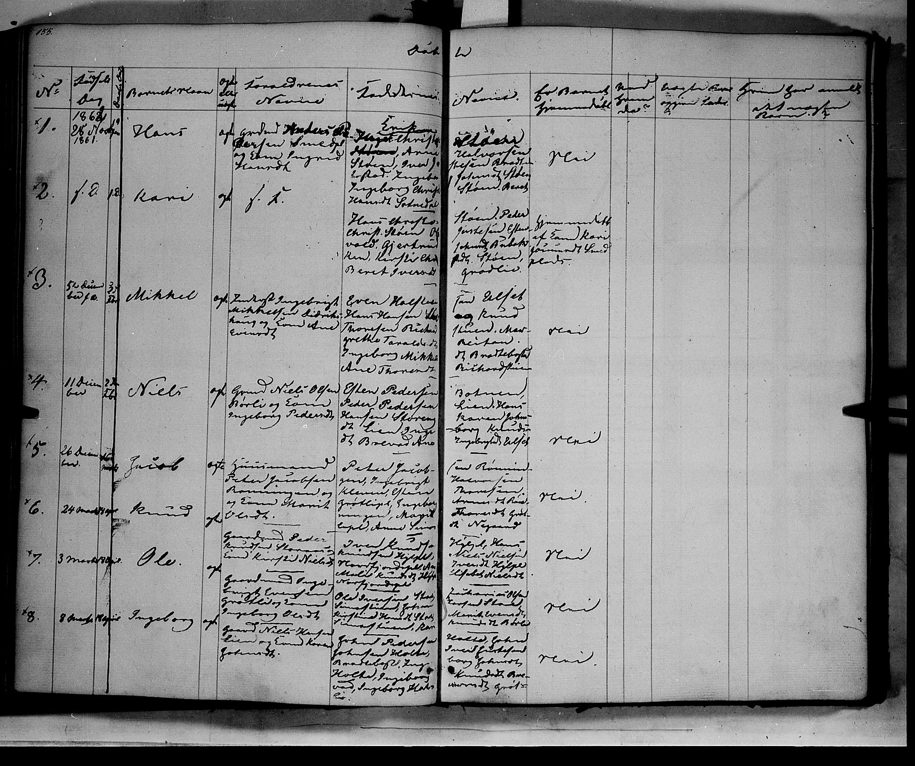 Kvikne prestekontor, AV/SAH-PREST-064/H/Ha/Haa/L0005: Parish register (official) no. 5, 1841-1862, p. 155