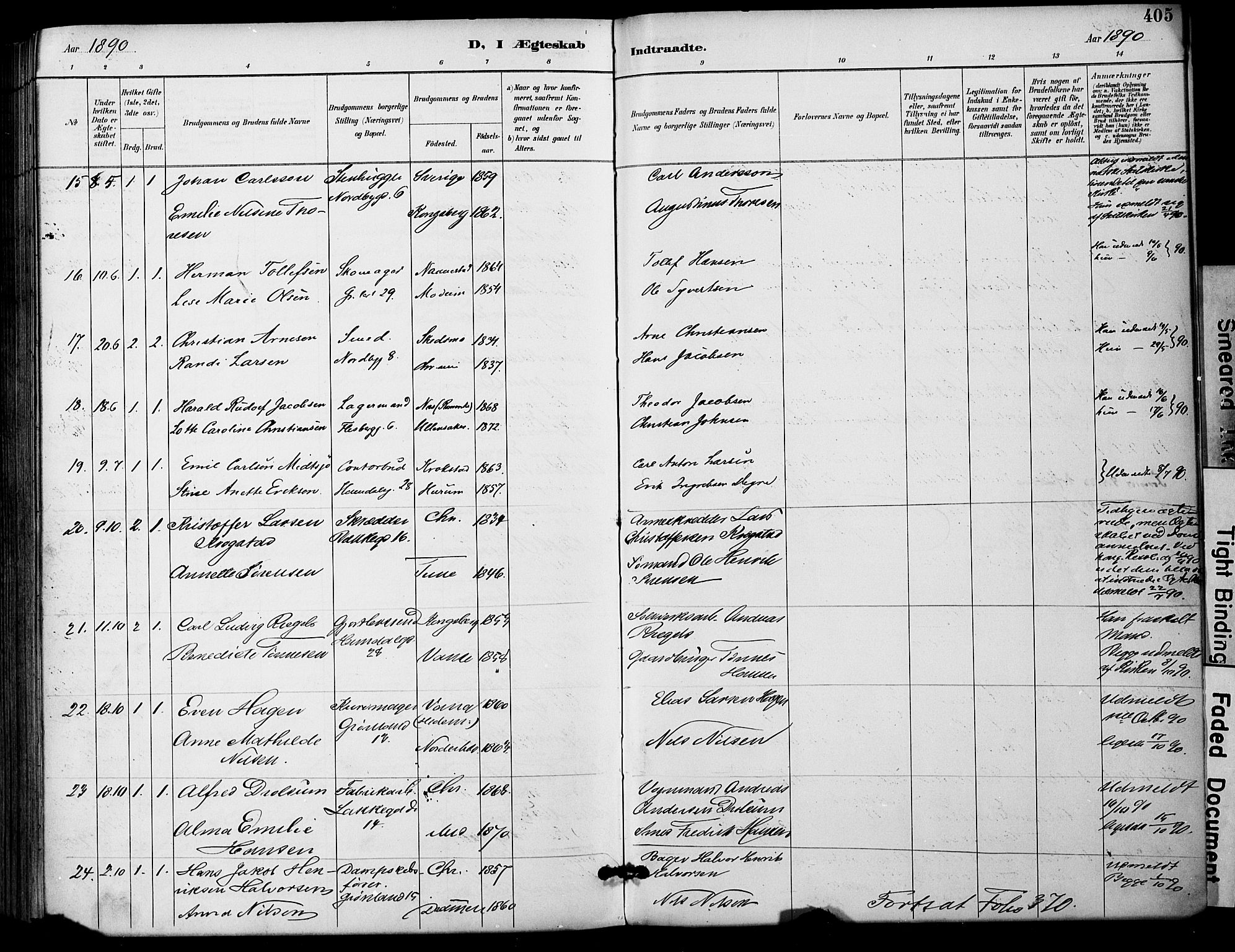 Grønland prestekontor Kirkebøker, AV/SAO-A-10848/F/Fa/L0013: Parish register (official) no. 13, 1887-1906, p. 405