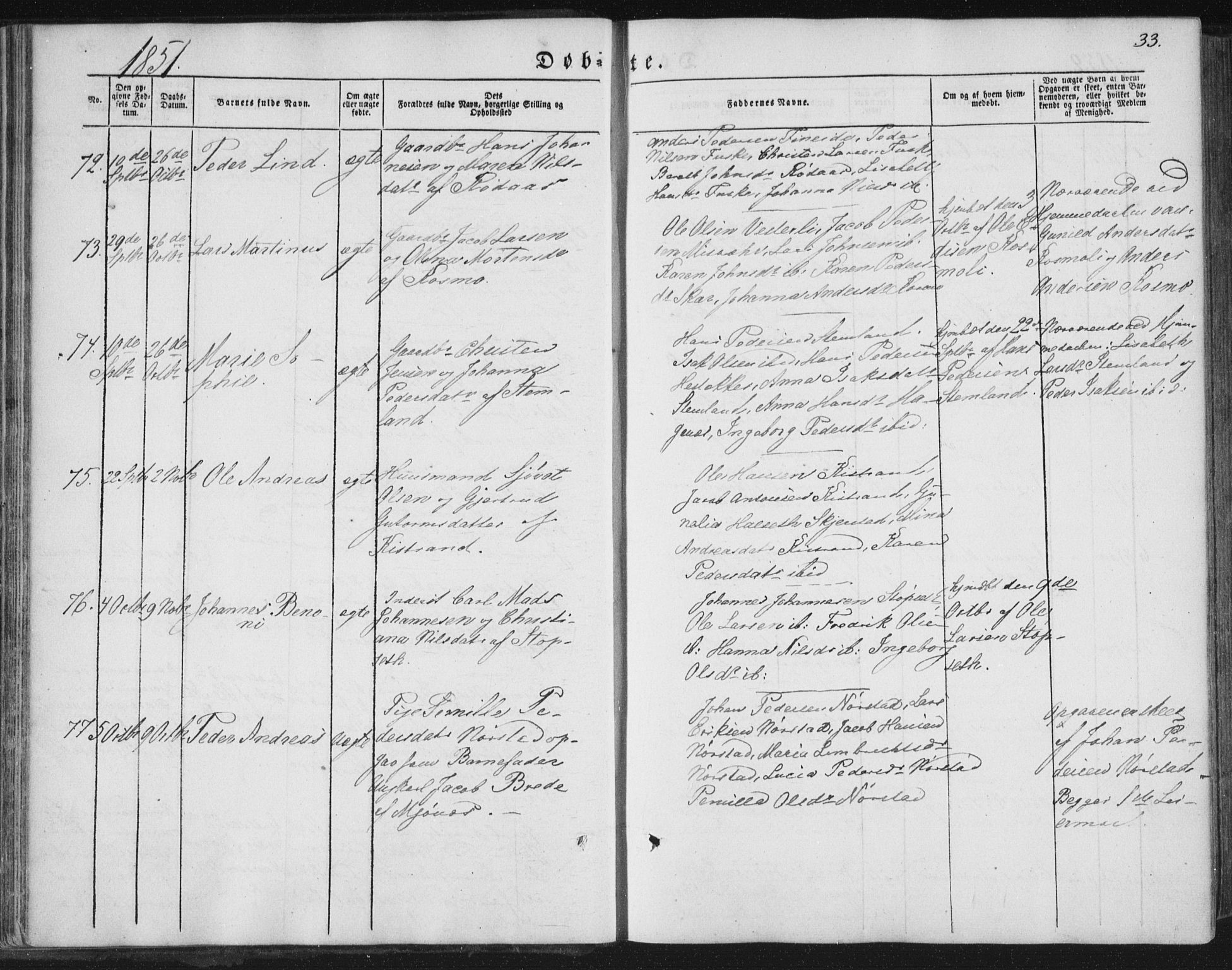 Ministerialprotokoller, klokkerbøker og fødselsregistre - Nordland, AV/SAT-A-1459/852/L0738: Parish register (official) no. 852A08, 1849-1865, p. 33